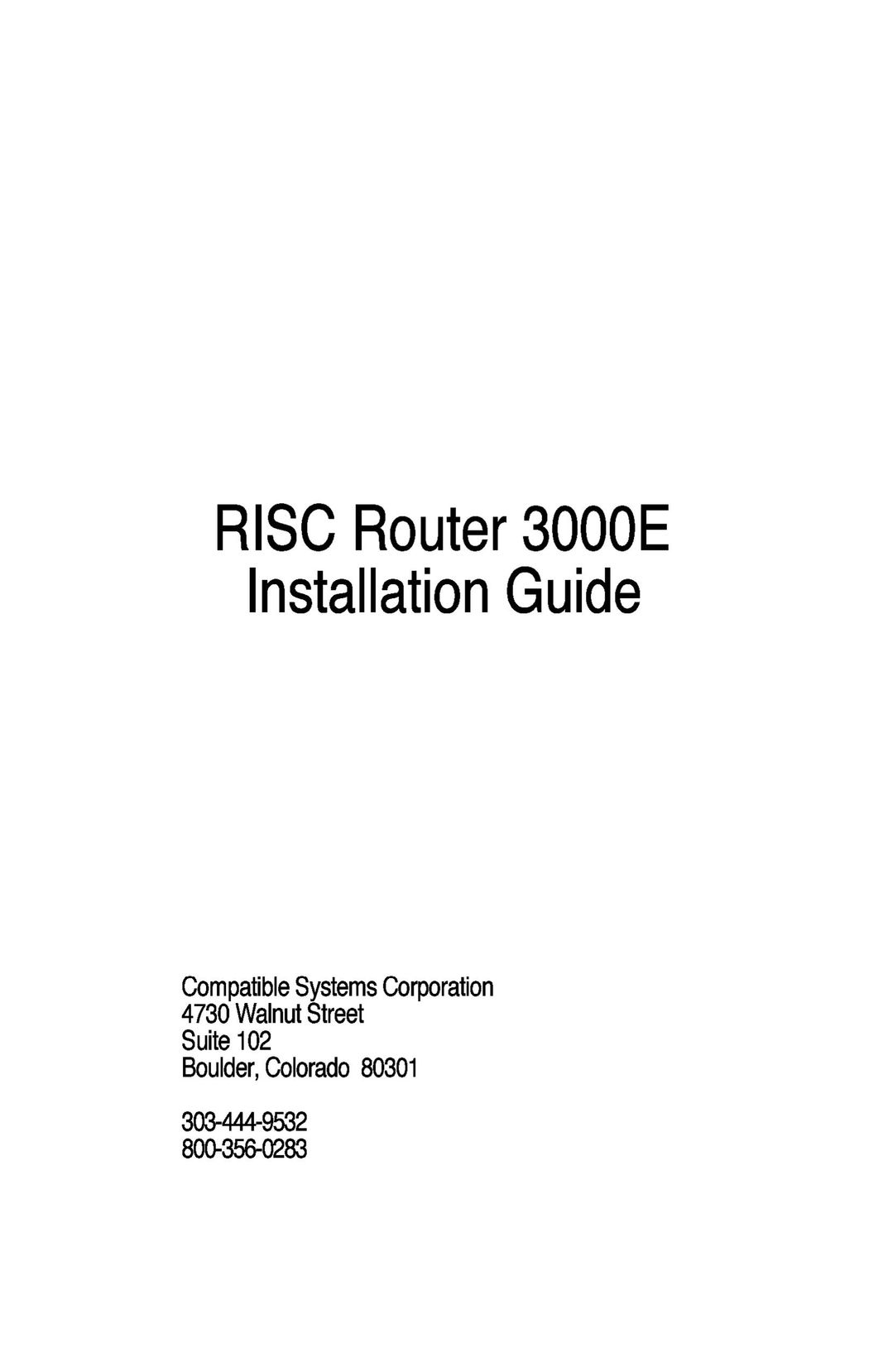 Compatible Systems 3000e Network Router User Manual
