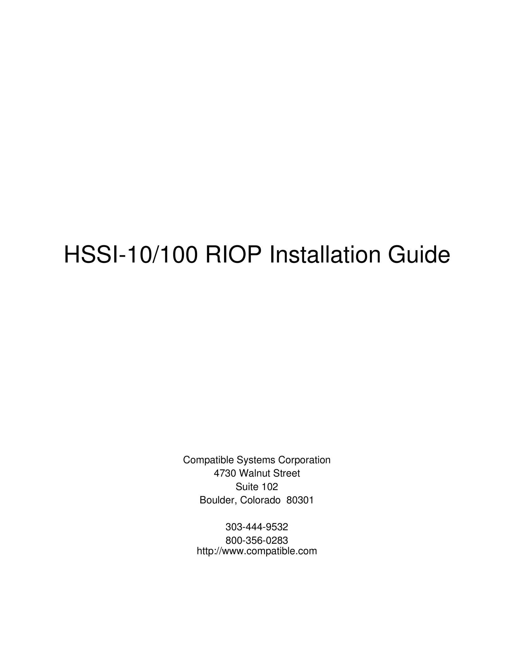 Compatible Systems HSSI-10/100 Network Router User Manual