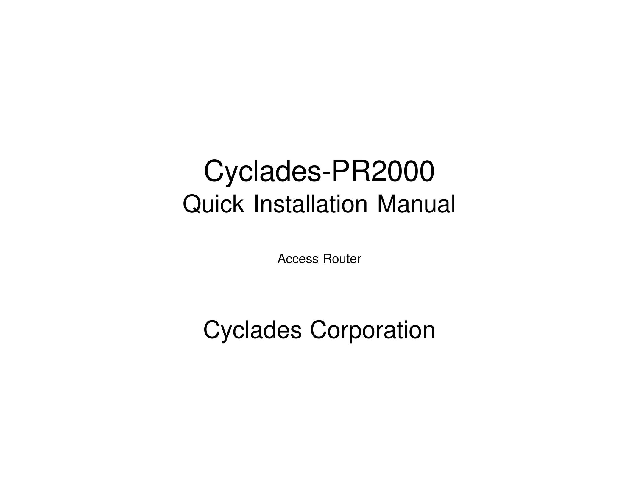 Cyclades PR2000 Network Router User Manual