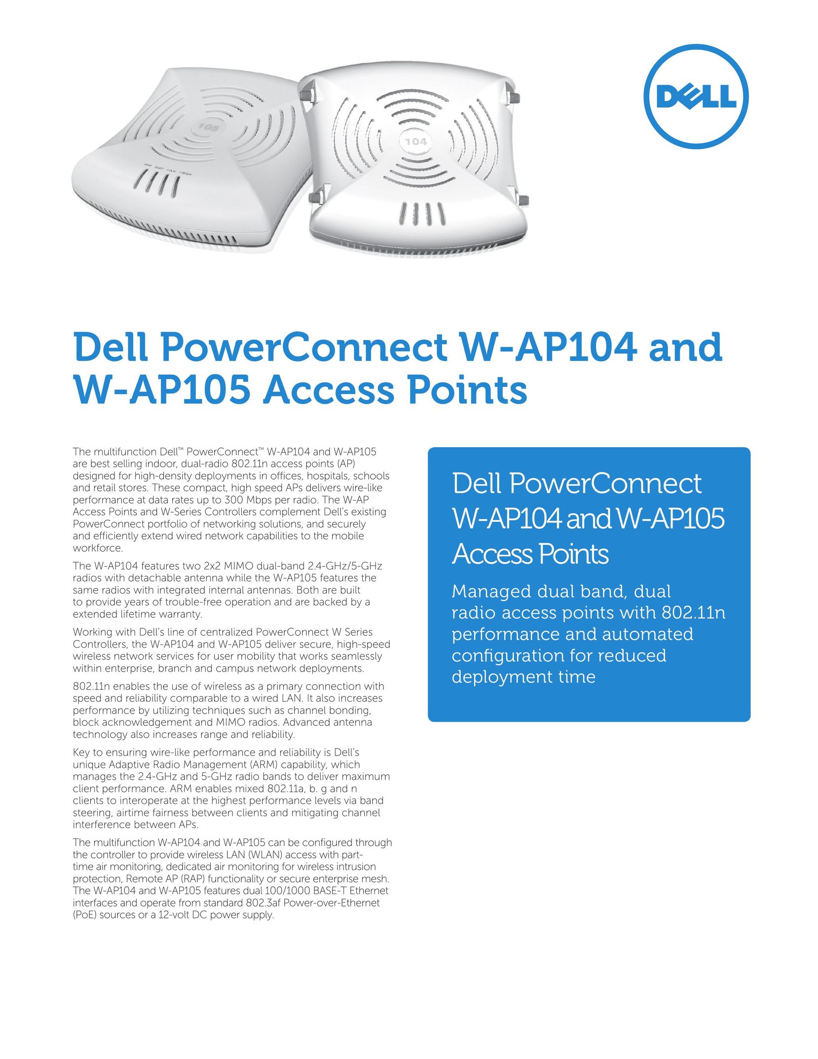Dell w-ap104 and w-ap105 Network Router User Manual
