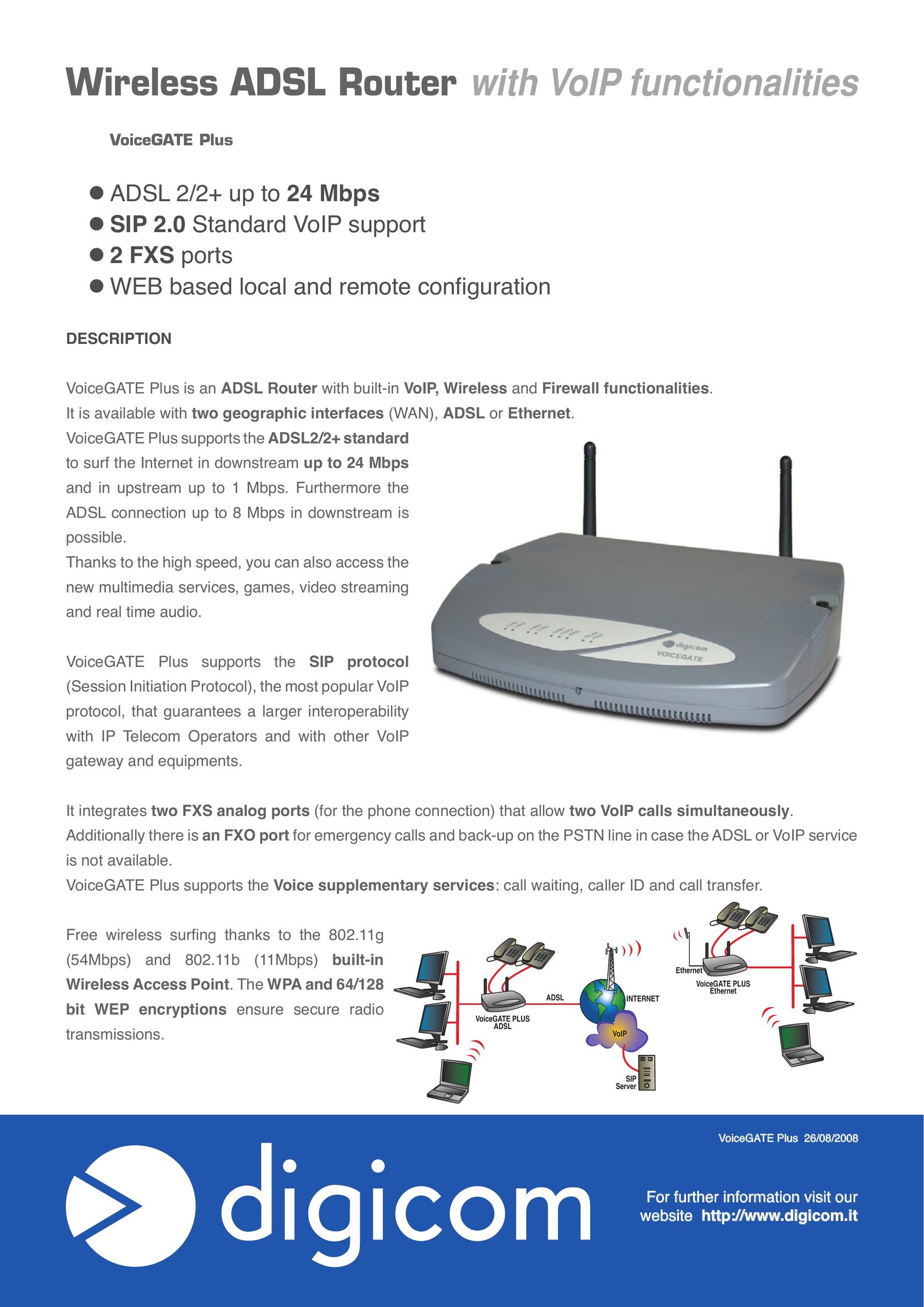 Digicom Wireless ADSL Router Network Router User Manual
