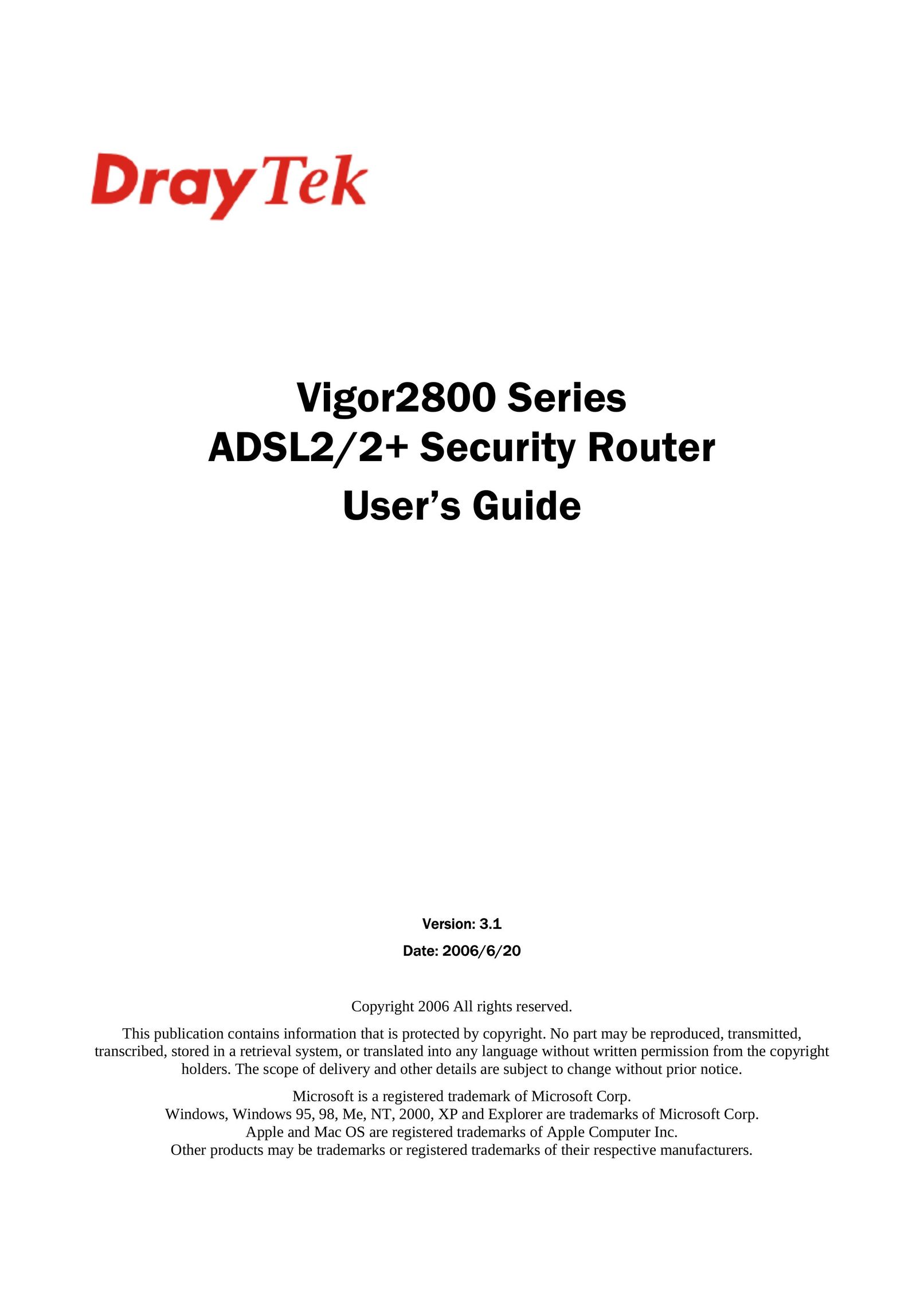 Draytek 2800 Series Network Router User Manual