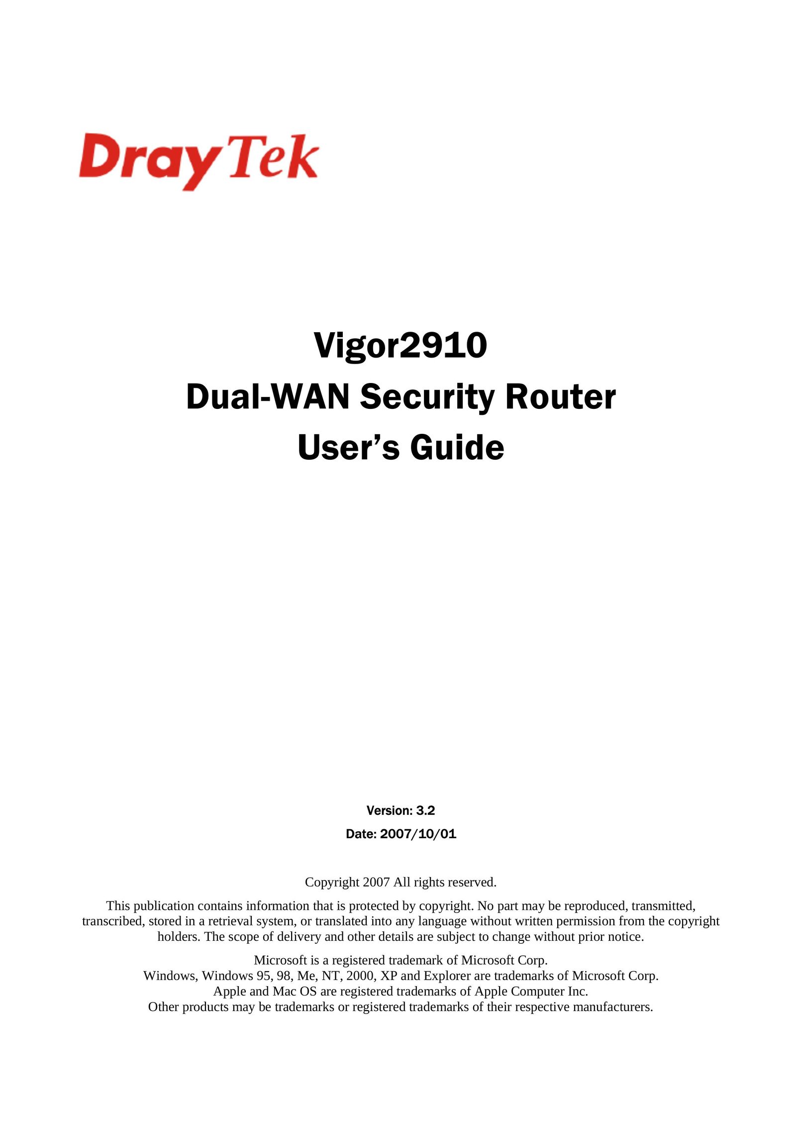 Draytek 2910 Network Router User Manual