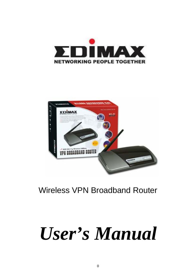 Edimax Technology Wireless VPN Broadband Router Network Router User Manual