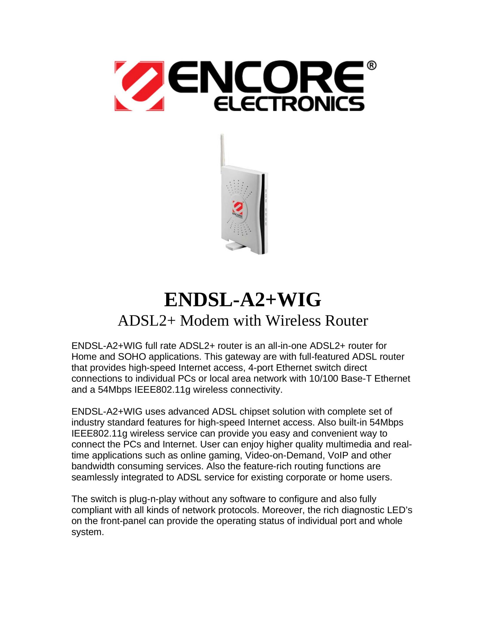 Encore electronic ENDSL-A2+WIG Network Router User Manual