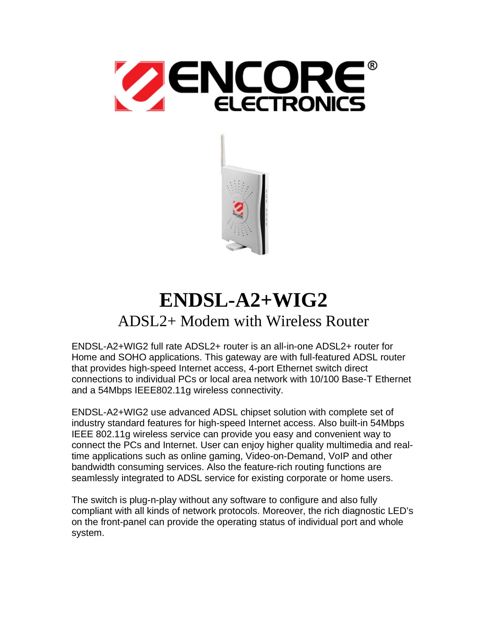 Encore electronic ENDSL-A2+WIG2 Network Router User Manual