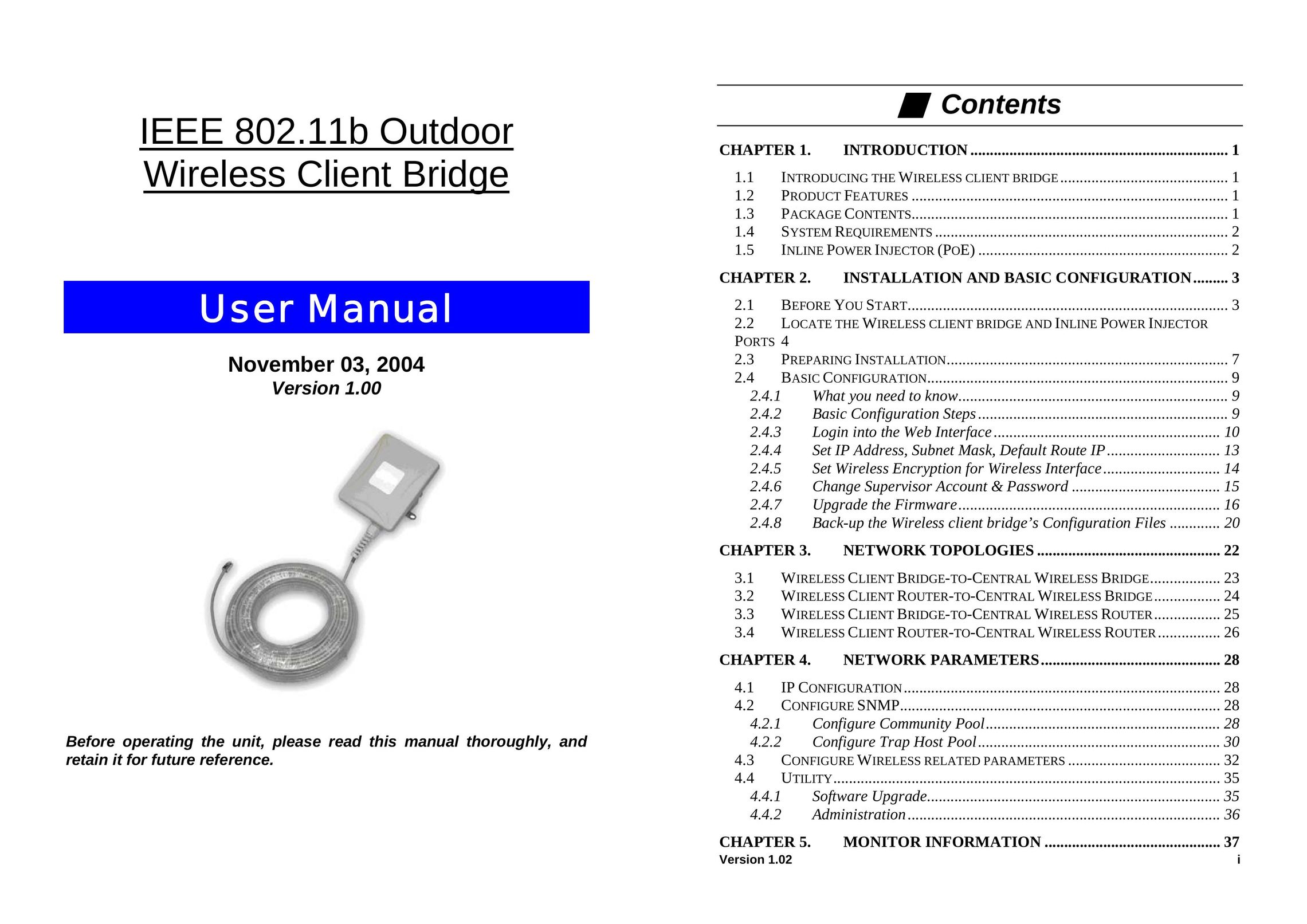 EnGenius Technologies IEEE 802.11b Outdoor Wireless Client Bridge Network Router User Manual