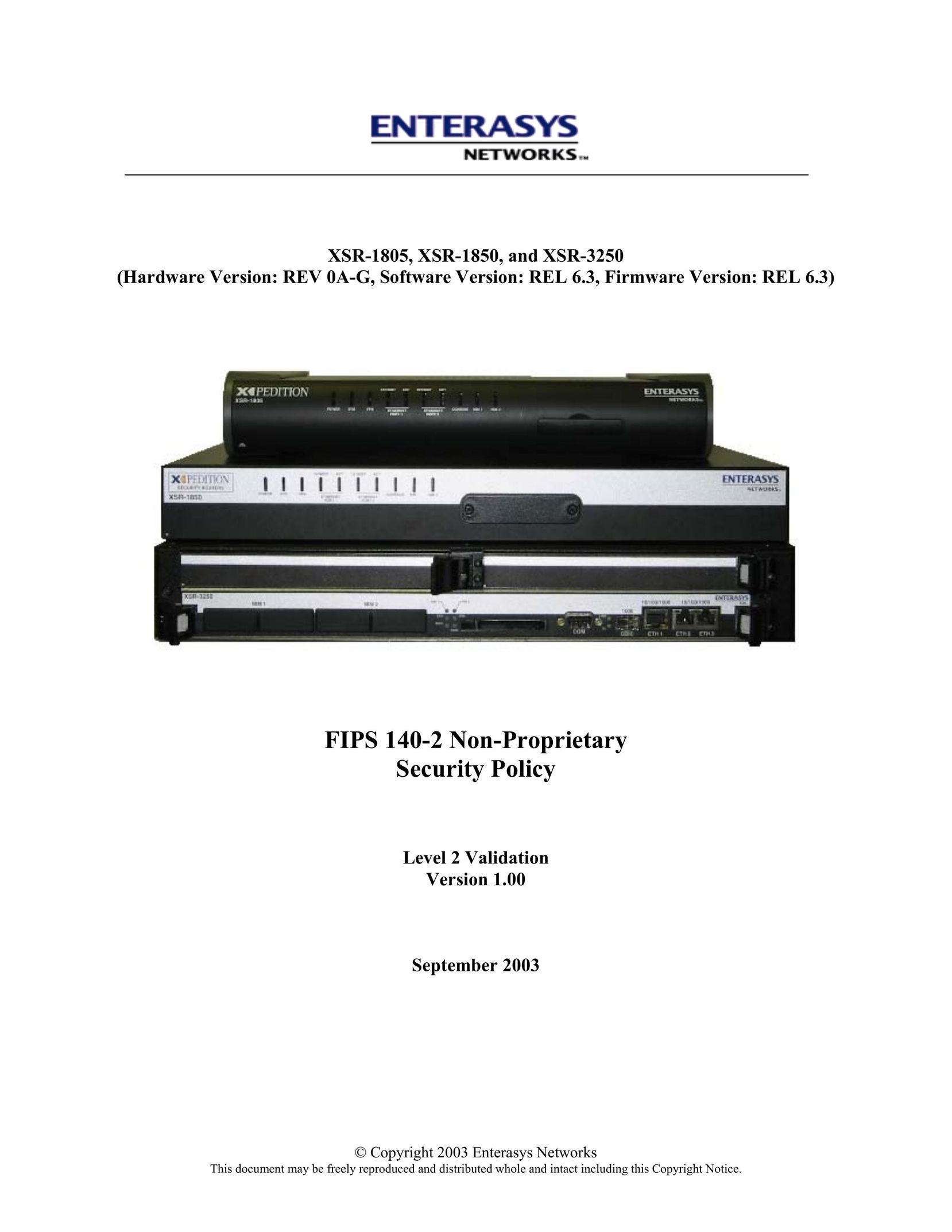 Enterasys Networks XSR-1850 Network Router User Manual