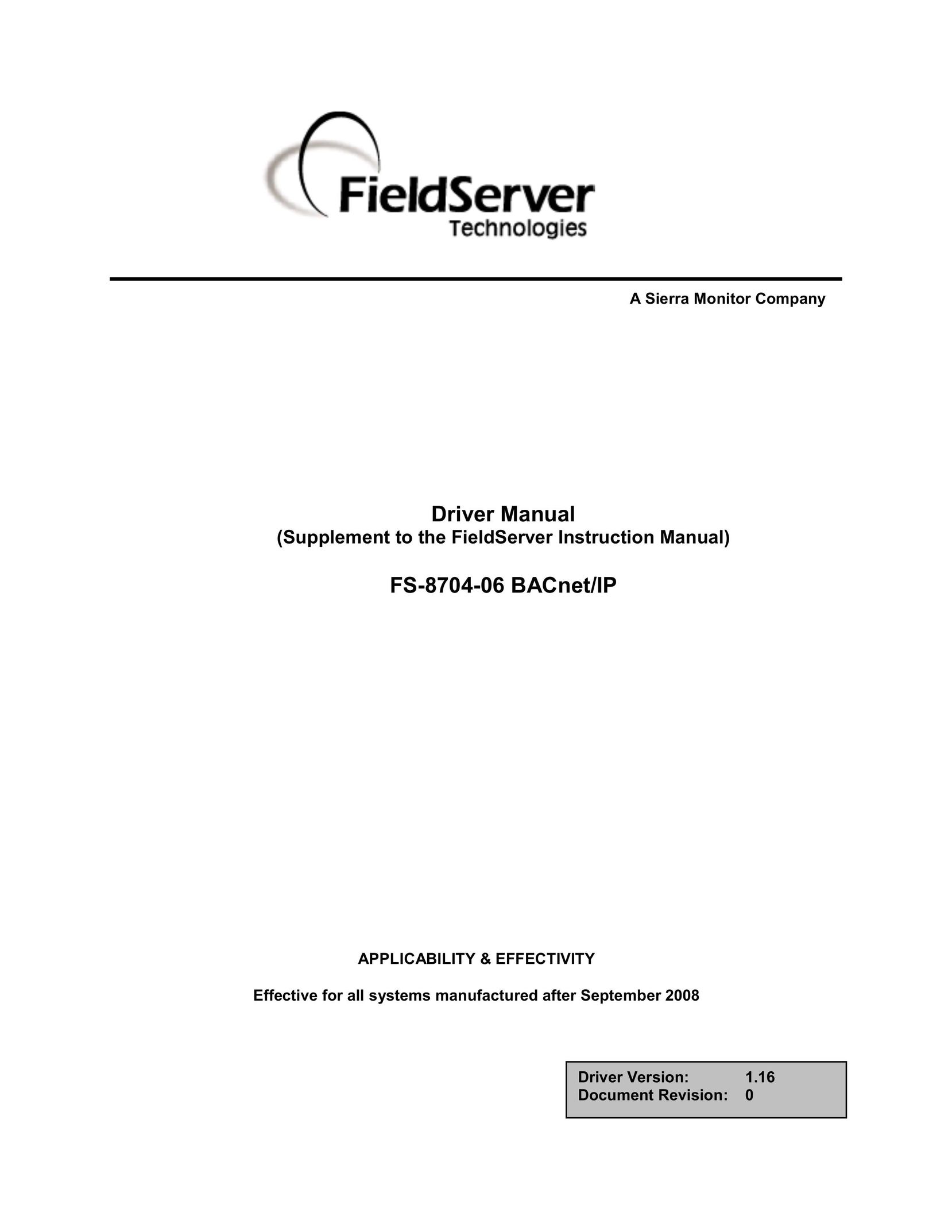 FieldServer FS-8704-06 Network Router User Manual