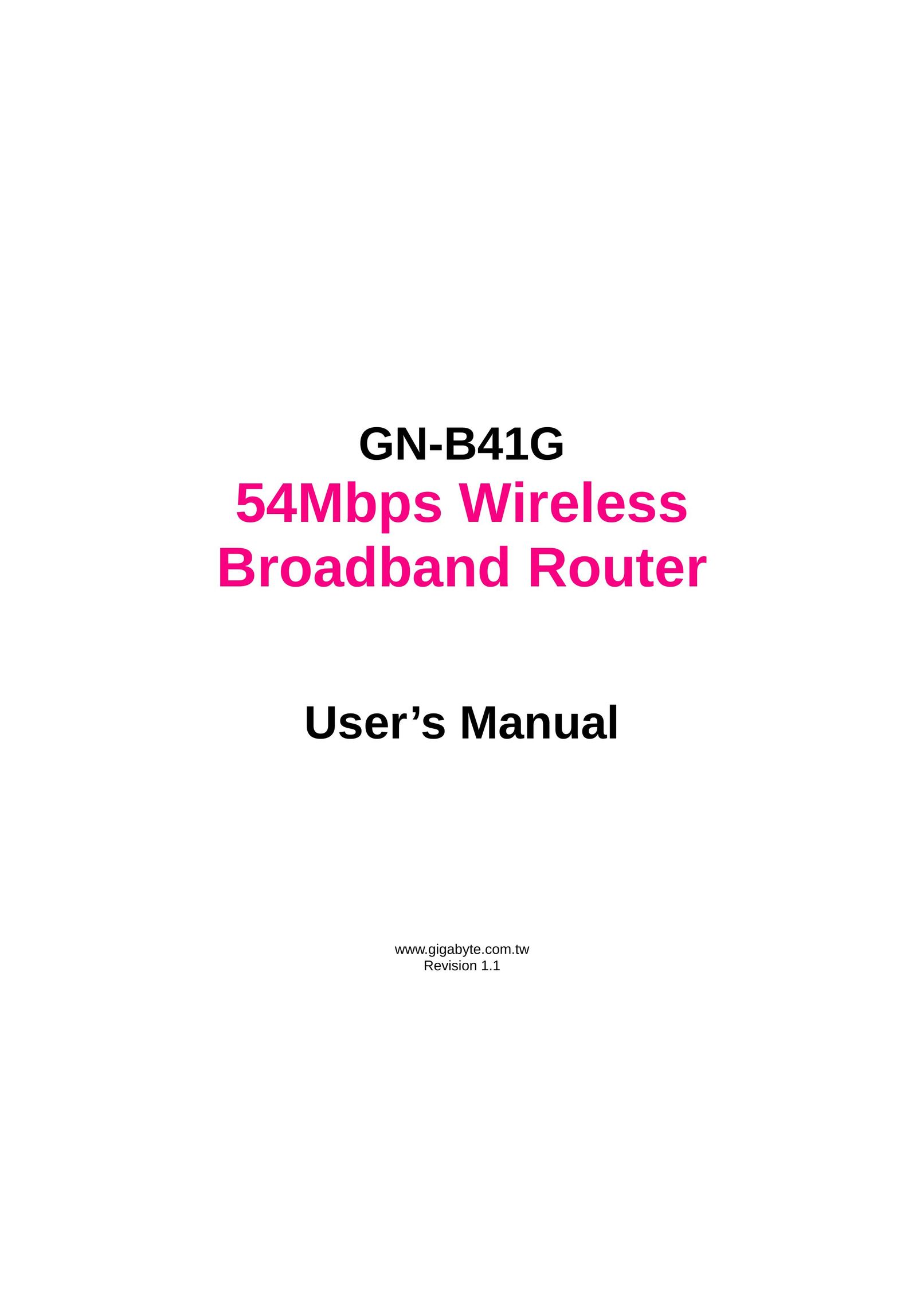 Gigabyte GN-B41G Network Router User Manual