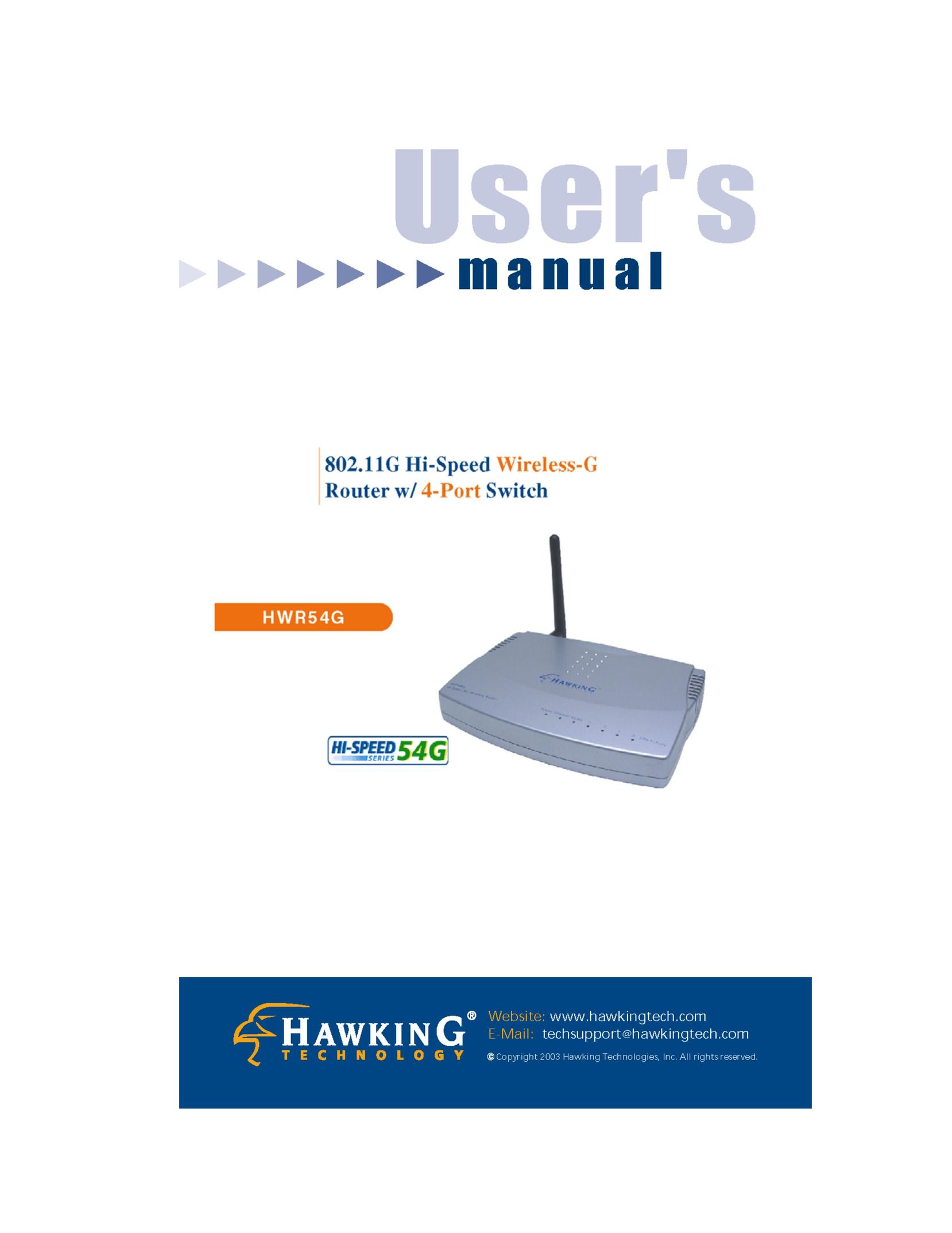 Hawking Technology HWR54G Network Router User Manual
