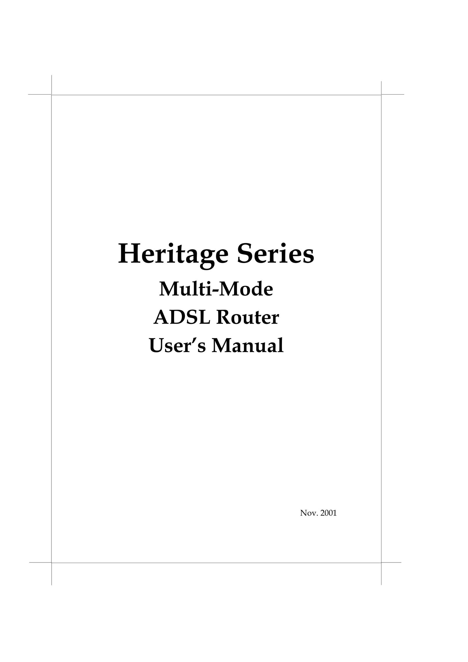 Heritage Kayaks Heritage Series Network Router User Manual