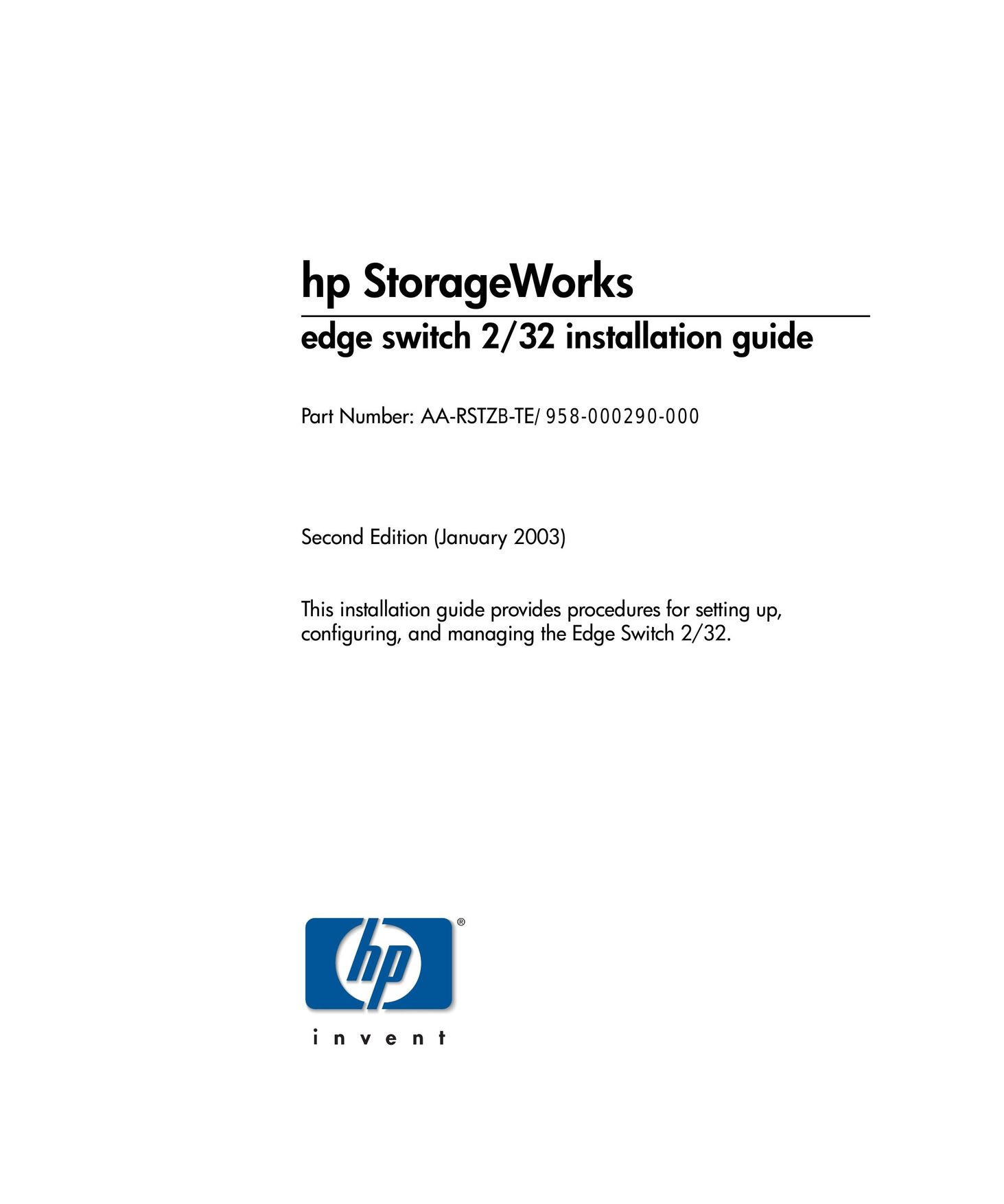 HP (Hewlett-Packard) 958-000290-000 Network Router User Manual