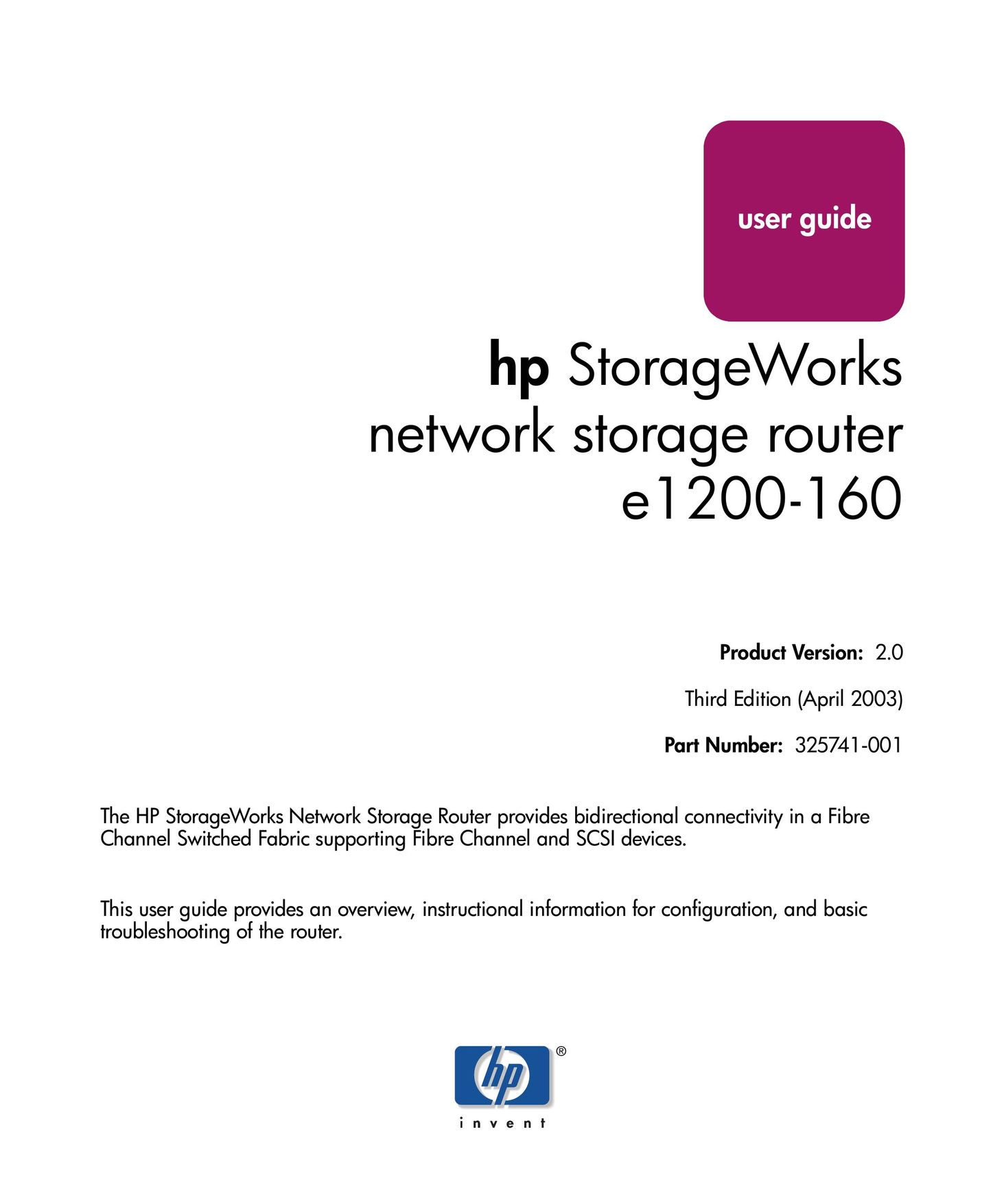 HP (Hewlett-Packard) e1200-160 Network Router User Manual