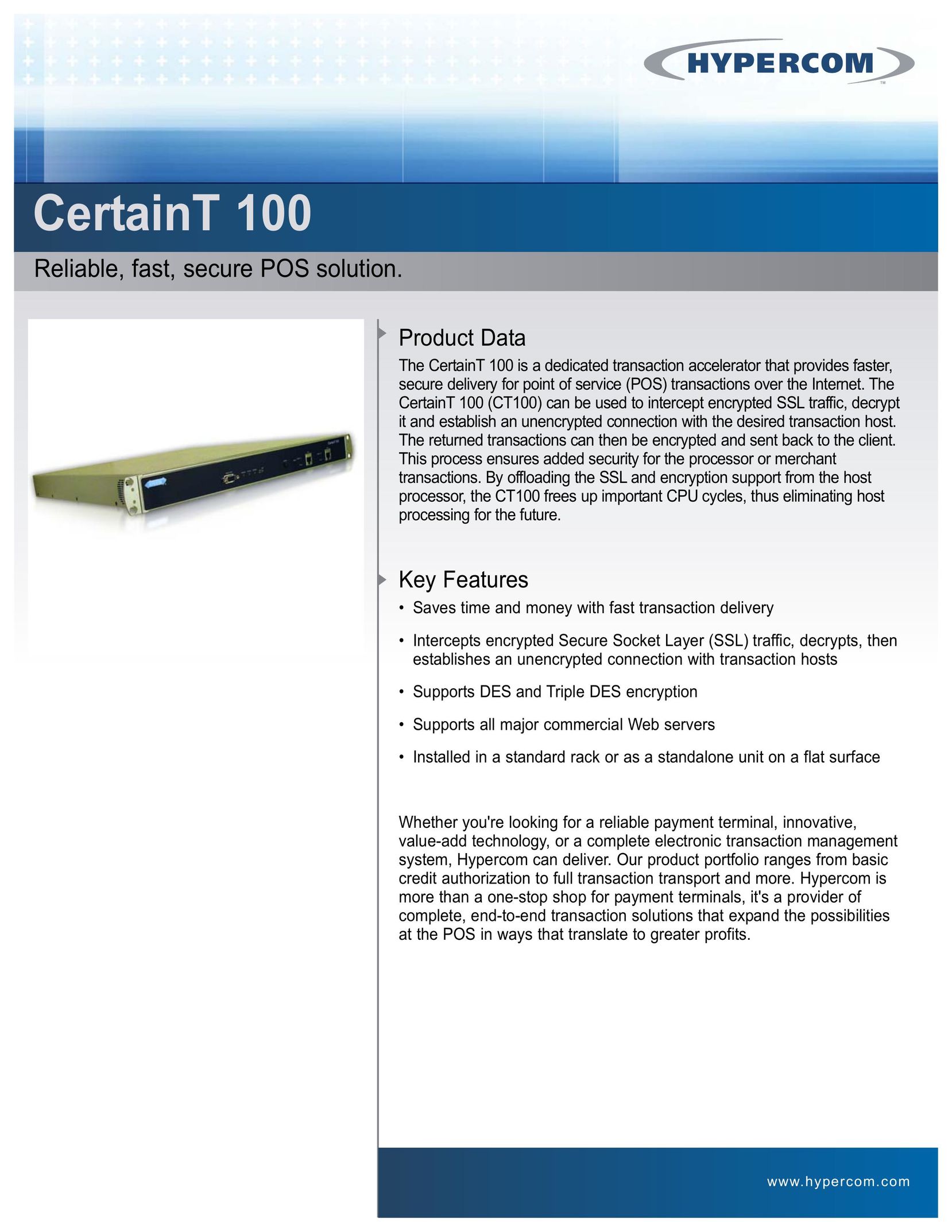 Hypercom CertainT 100 Network Router User Manual