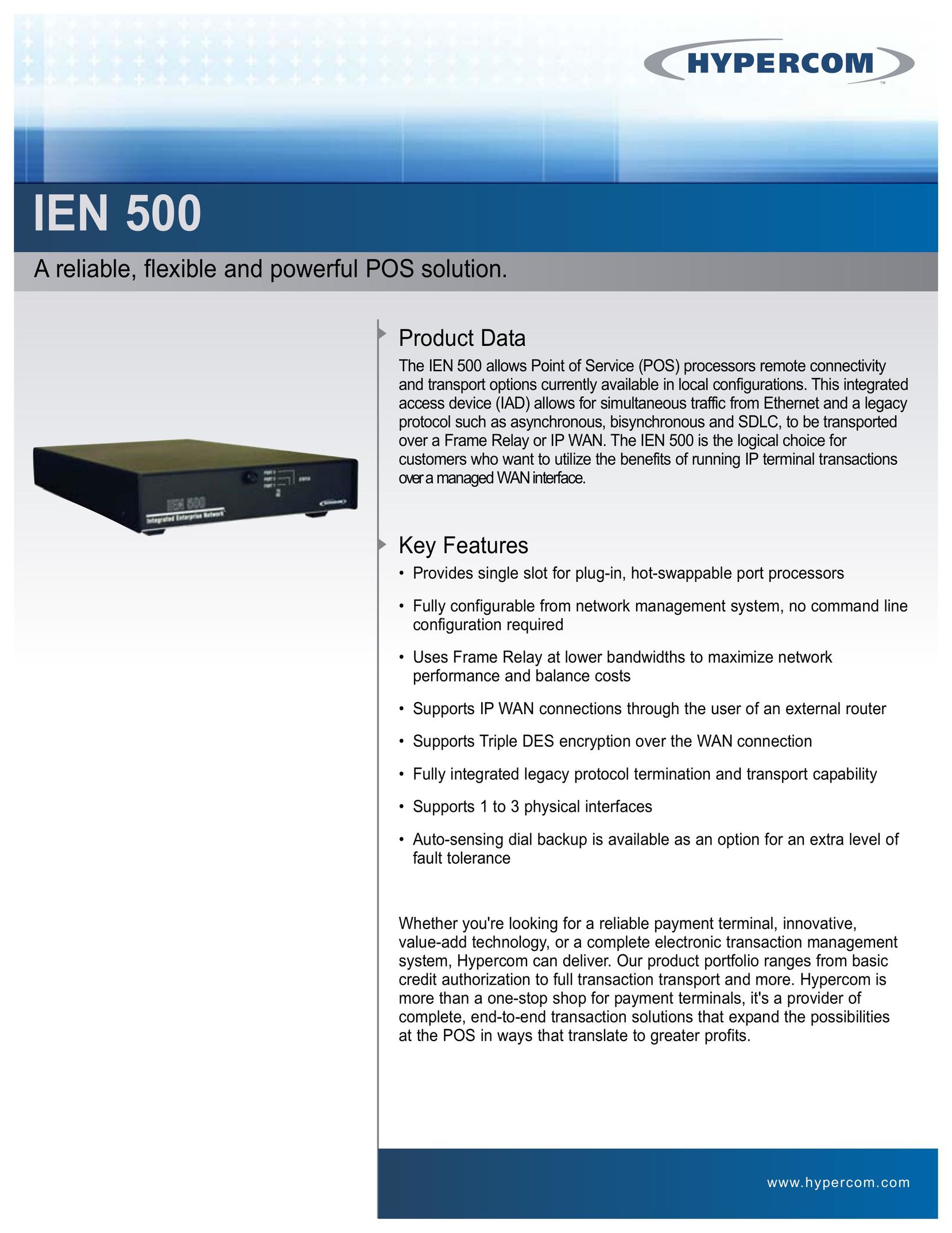 Hypercom IEN 500 Network Router User Manual