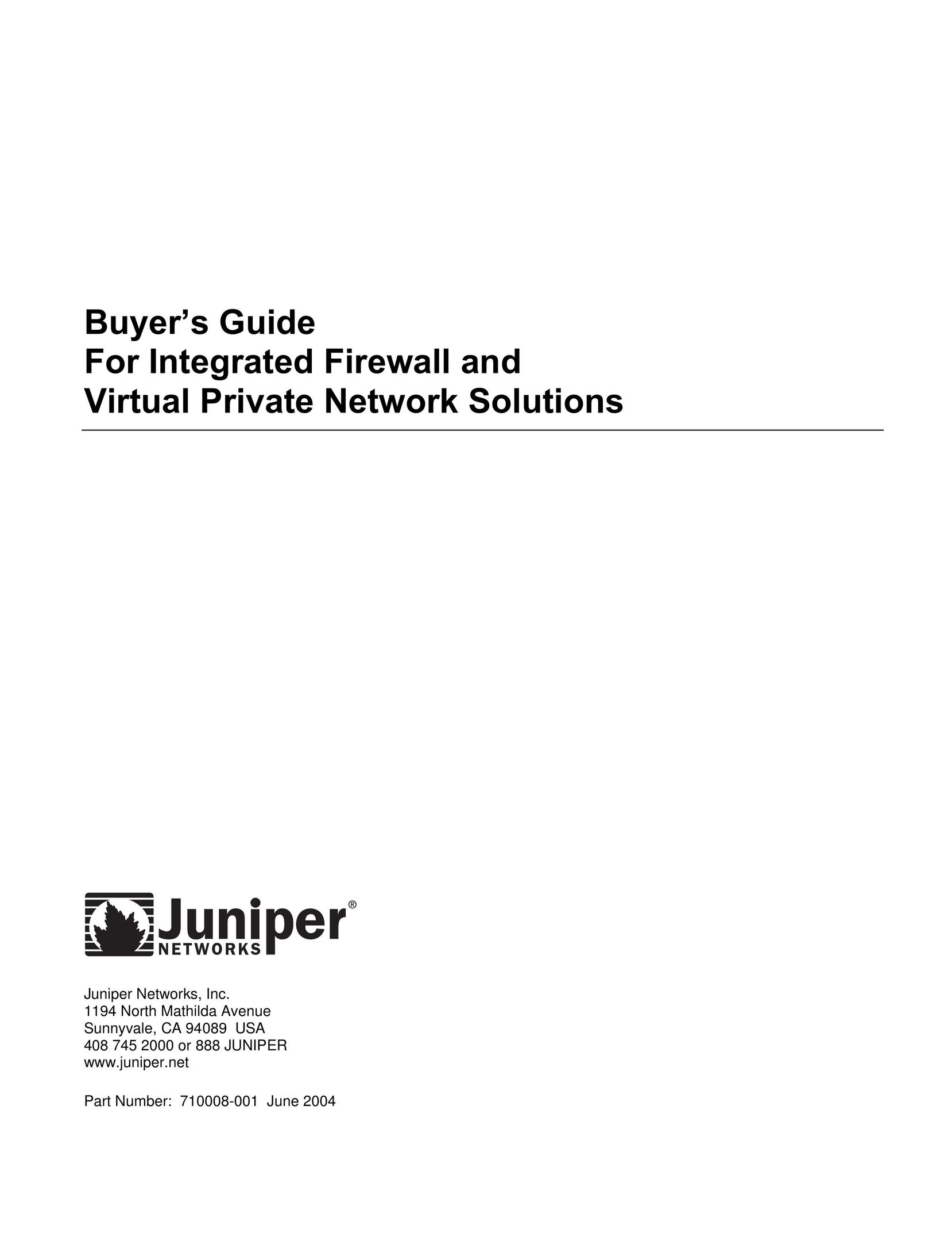 Juniper Networks 710008-001 Network Router User Manual