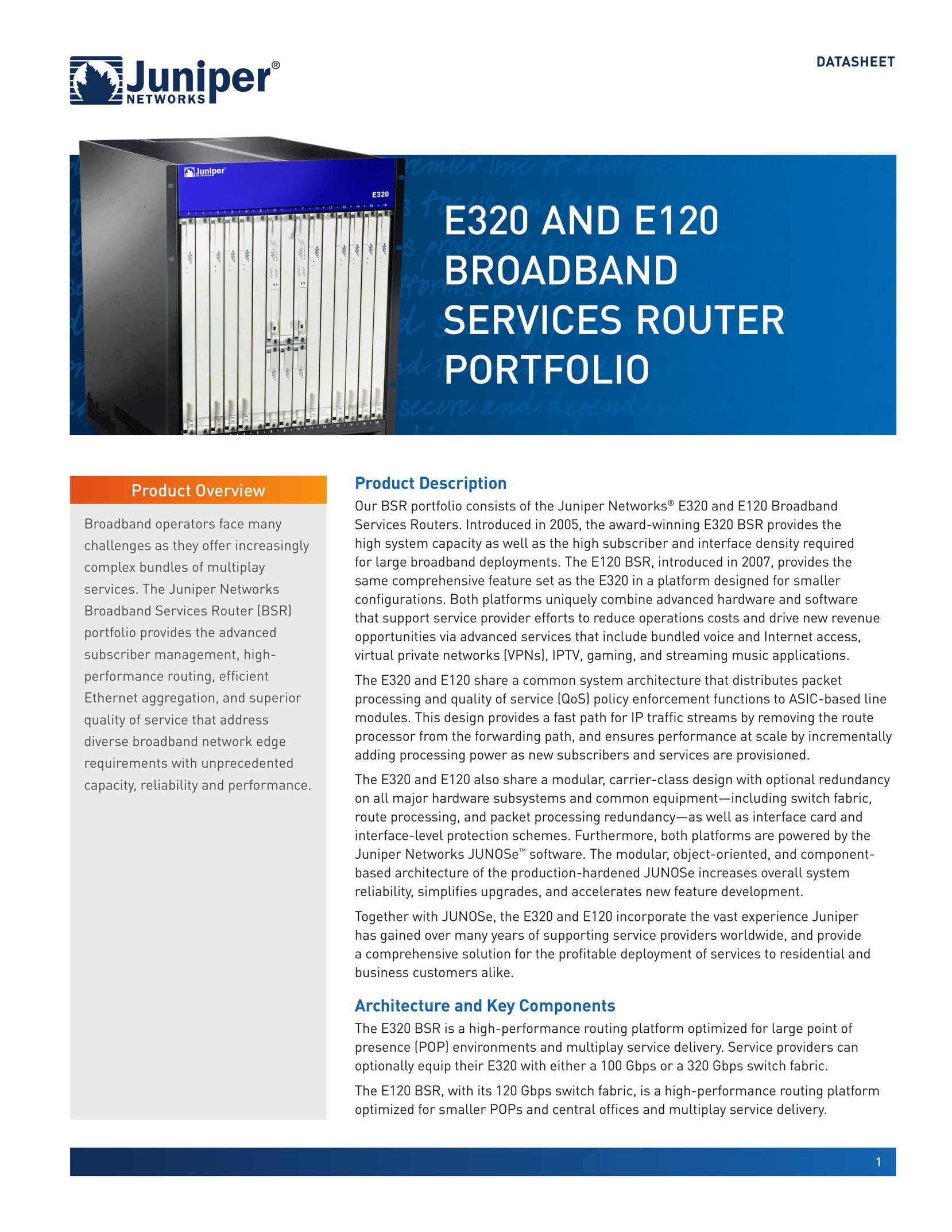 Juniper Networks E120 Network Router User Manual