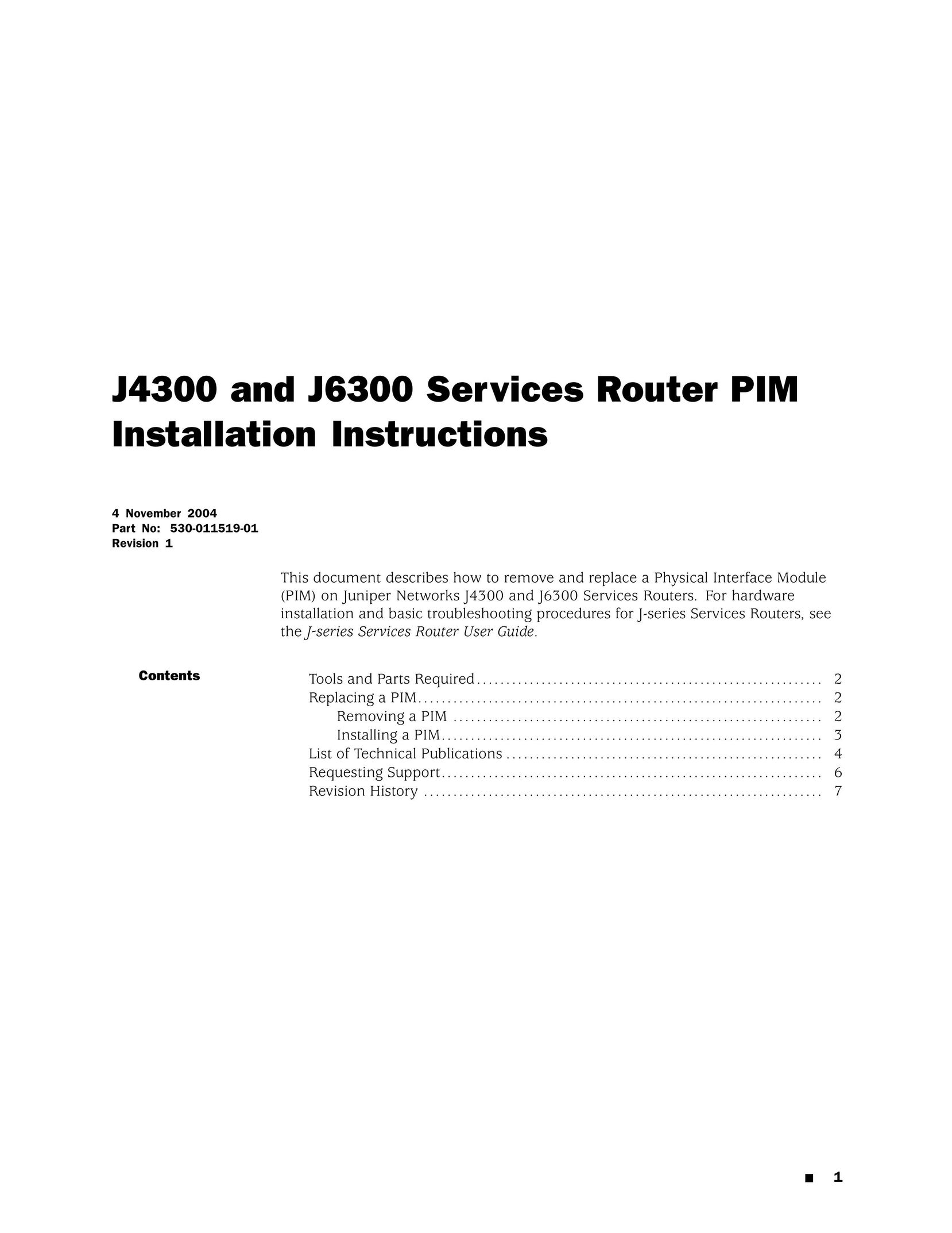 Juniper Networks J6300 Network Router User Manual