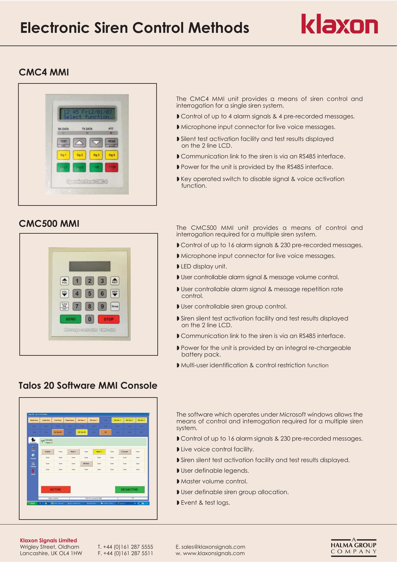 Klaxon CMC500 MMI Network Router User Manual
