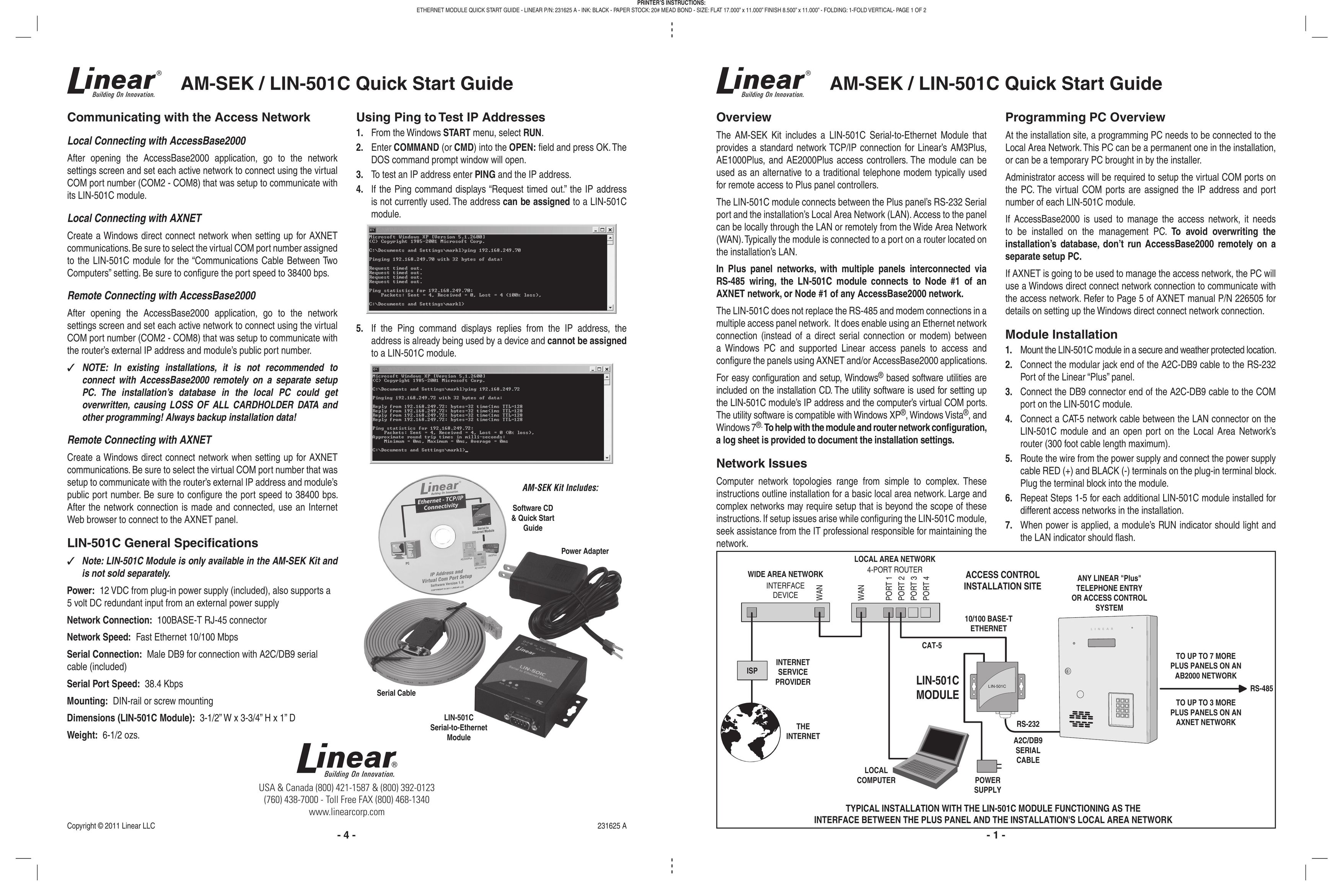 Linear LIN-501C Network Router User Manual
