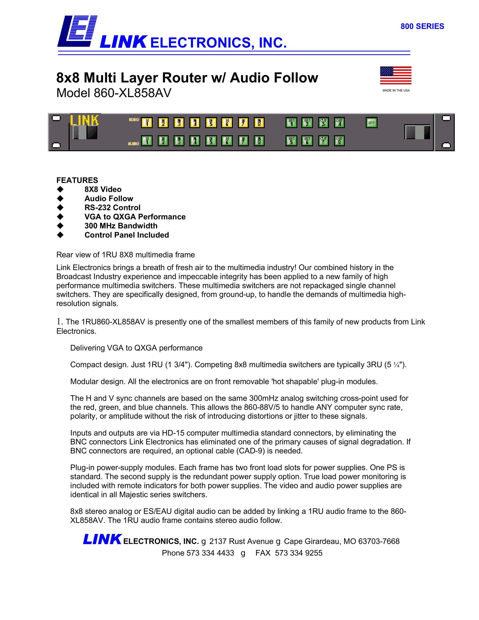 Link electronic 860-XL858AV Network Router User Manual