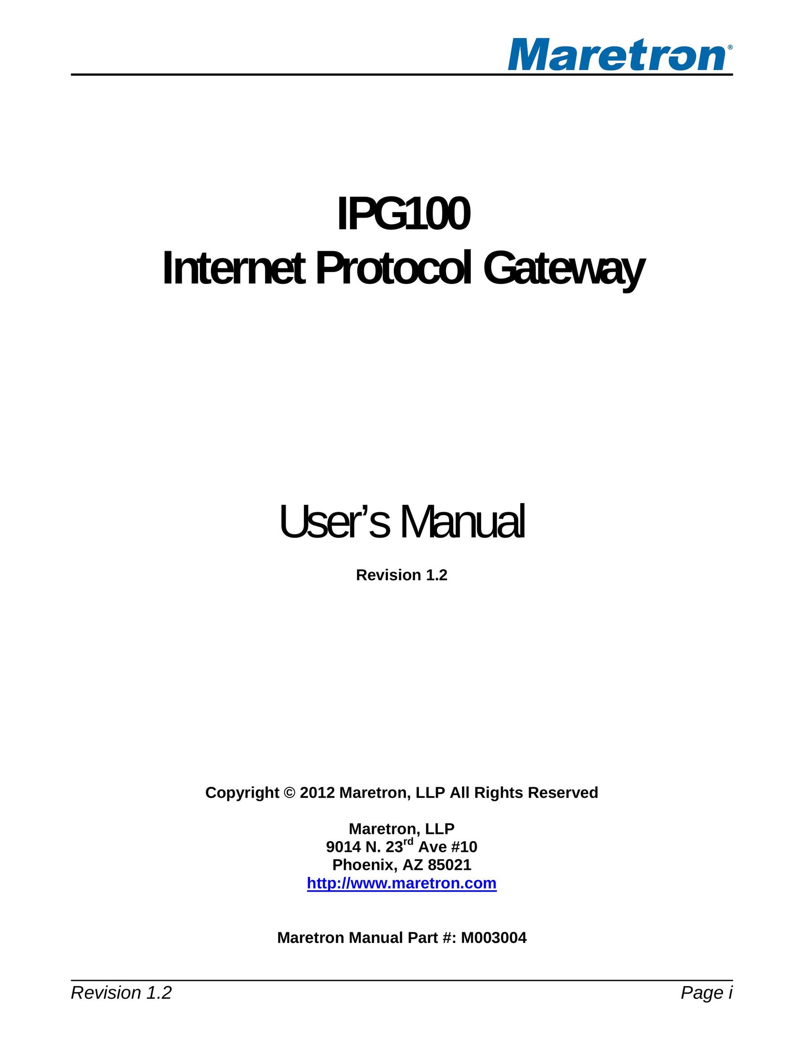 Maretron IPG100 Network Router User Manual