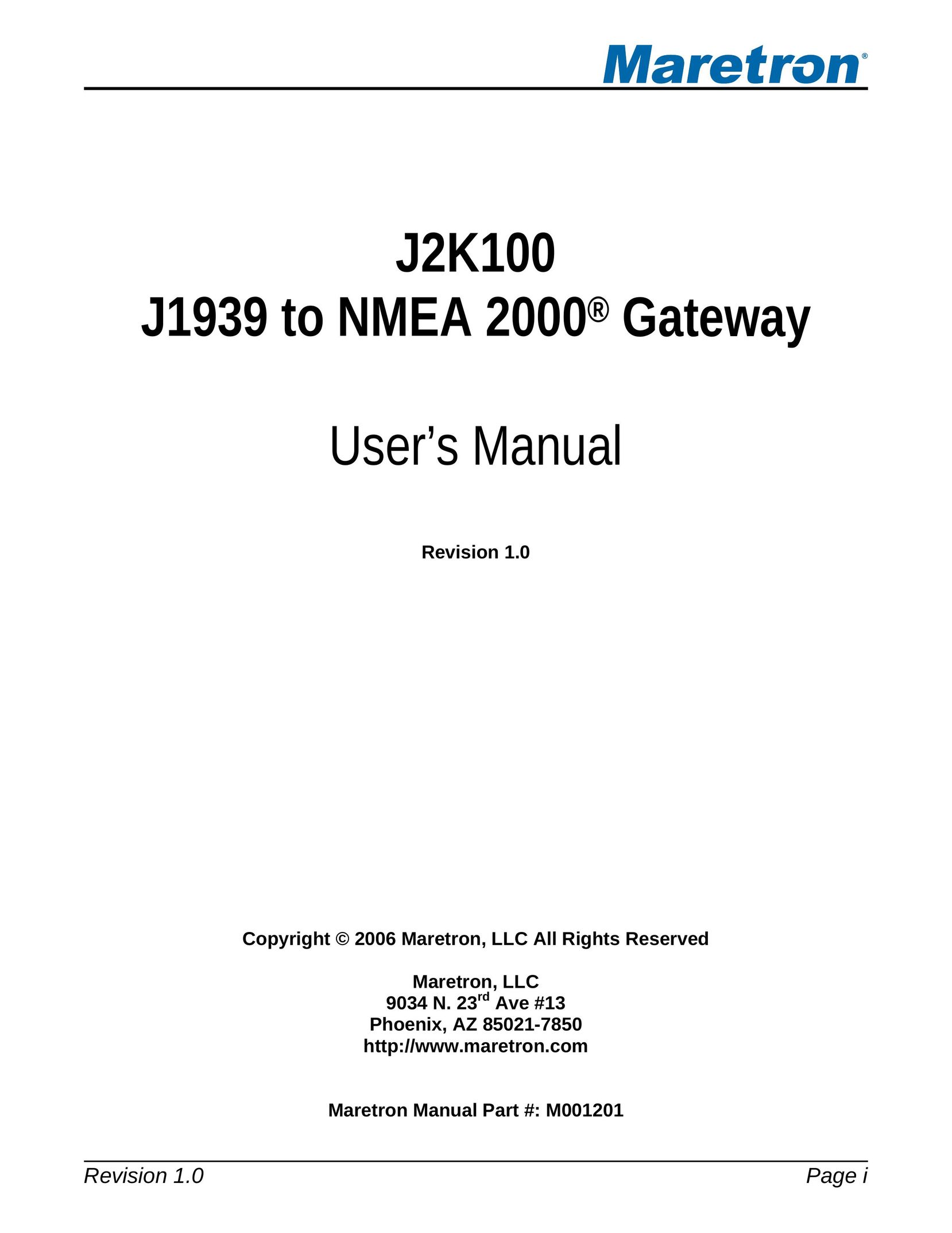 Maretron J2K100 Network Router User Manual
