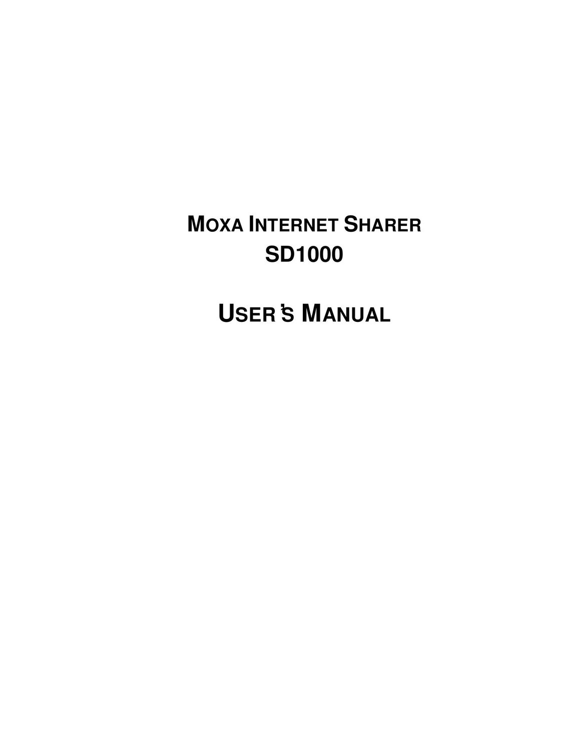 Moxa Technologies SD1000 Network Router User Manual