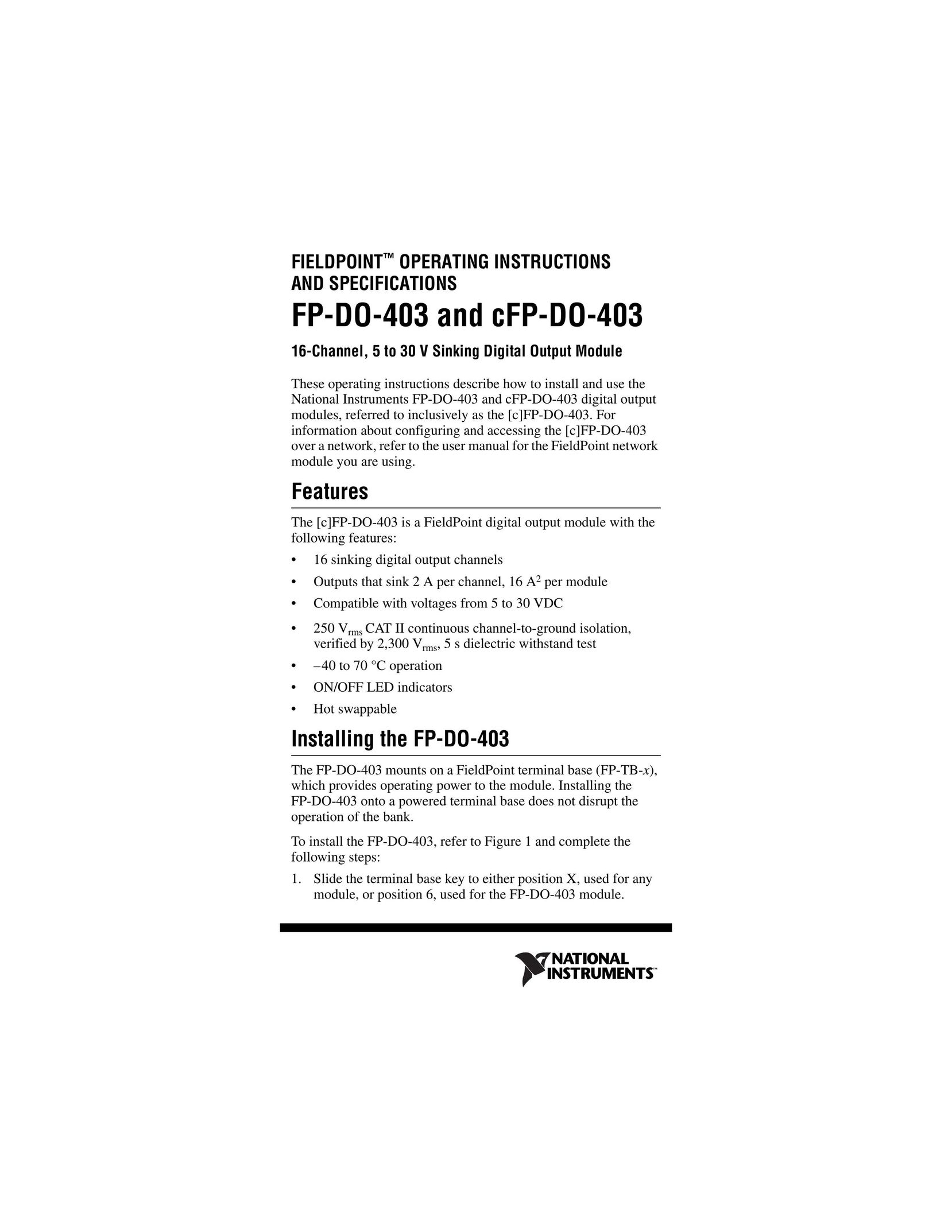 National Instruments cFP-DO-403 Network Router User Manual