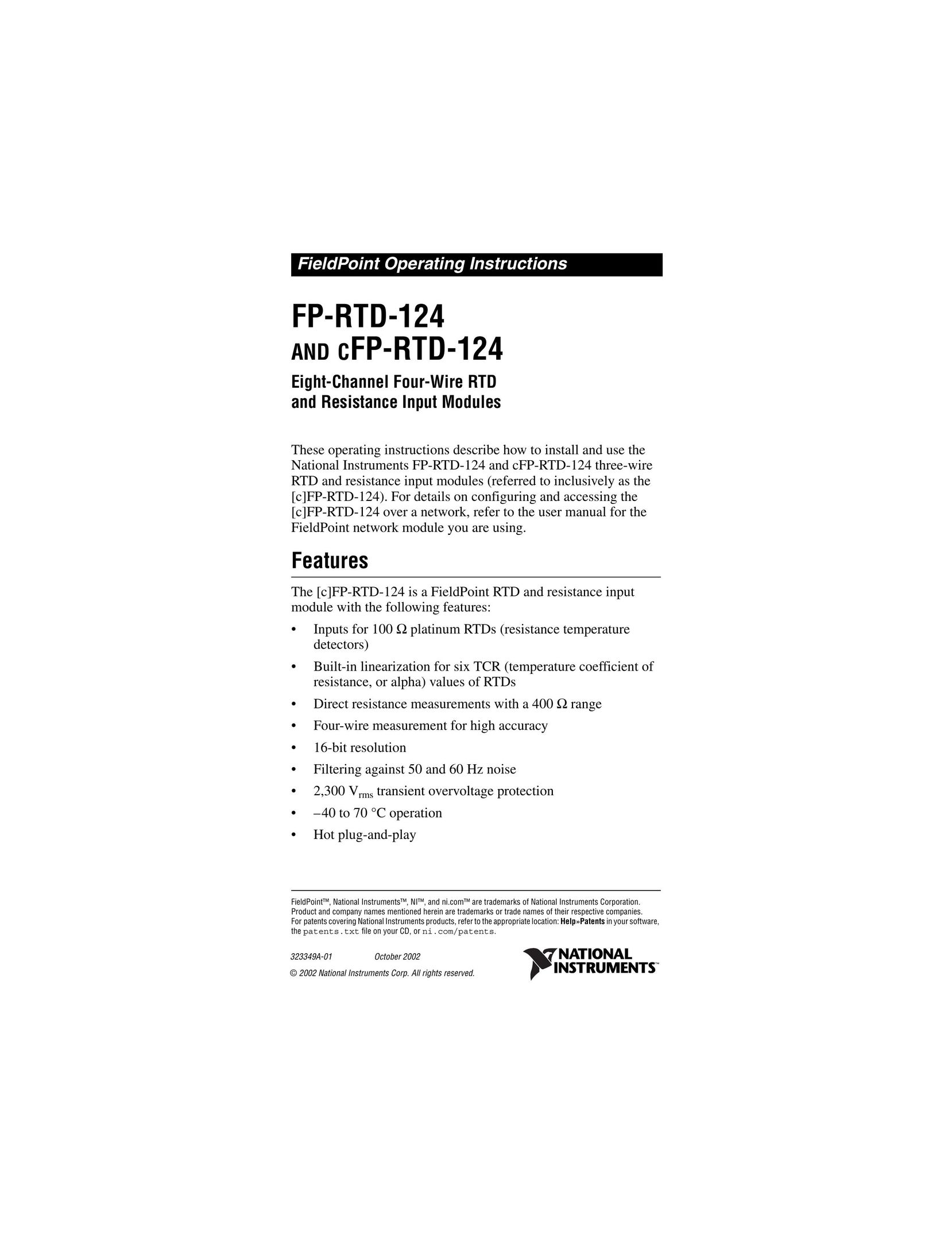 National Instruments FP-RTD-124 Network Router User Manual
