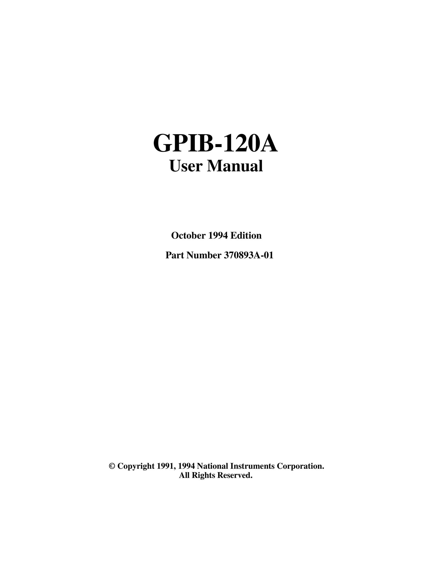 National Instruments GPIB-120A Network Router User Manual