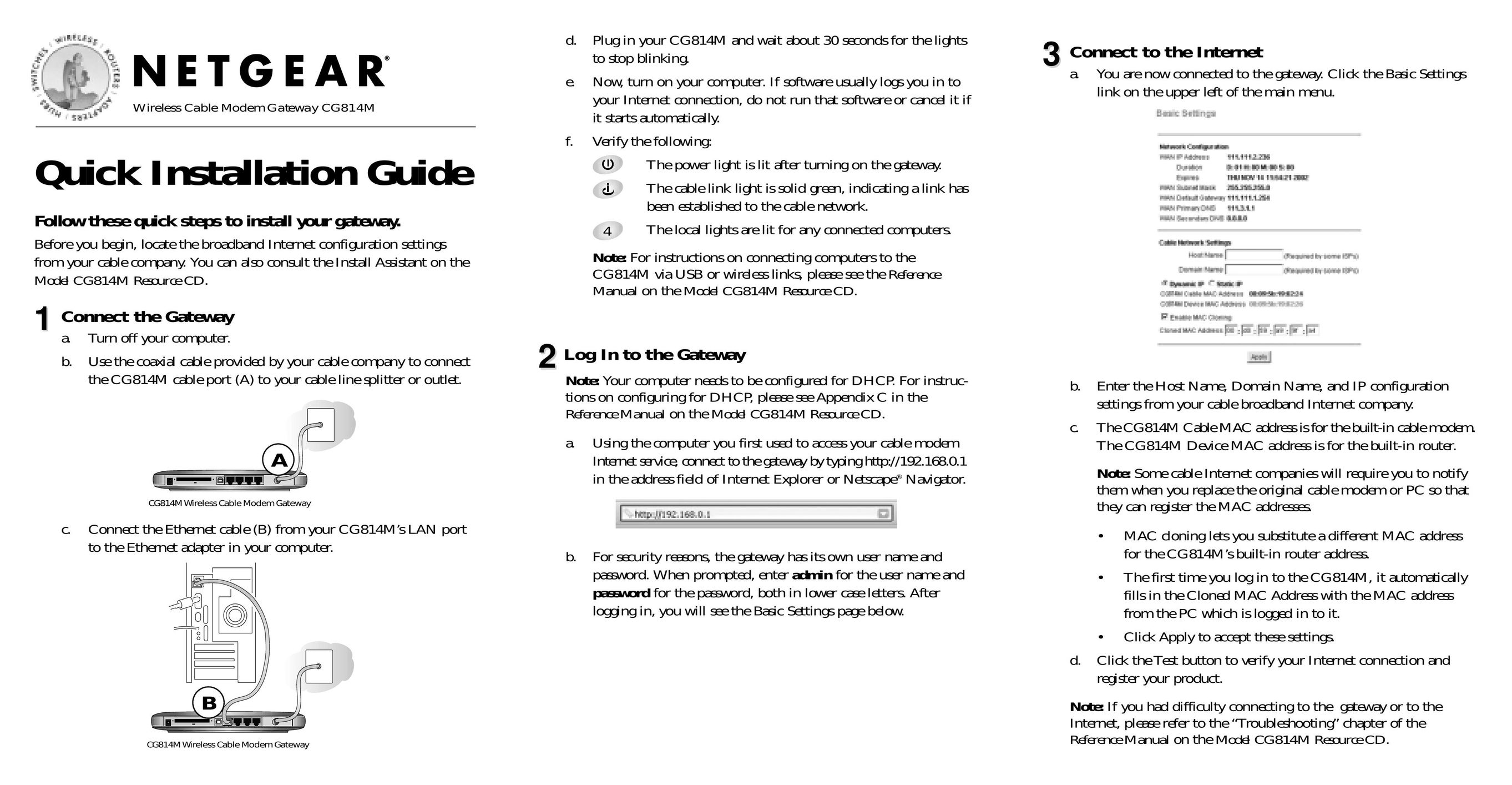 NETGEAR CG814M Network Router User Manual