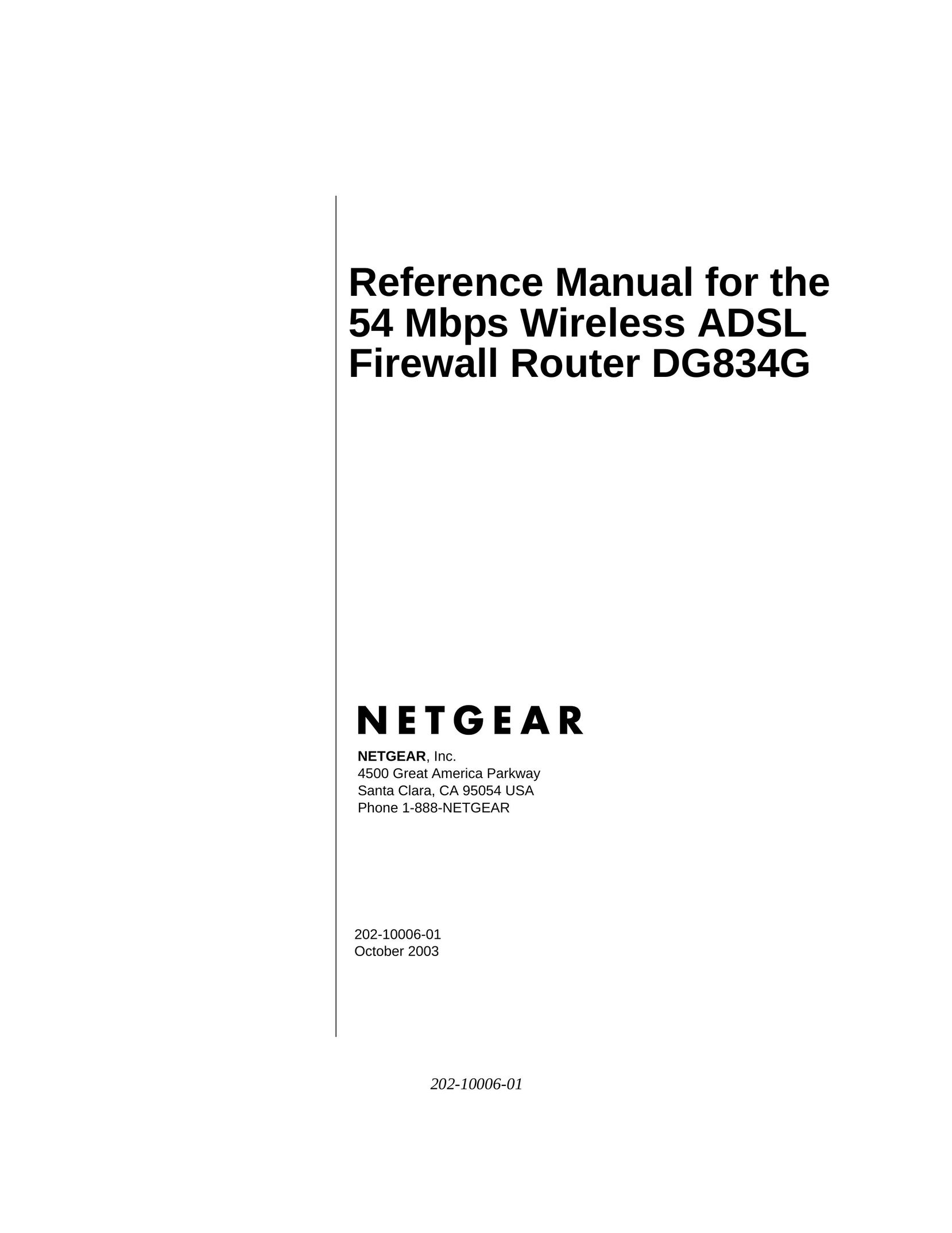 NETGEAR DG834G Network Router User Manual