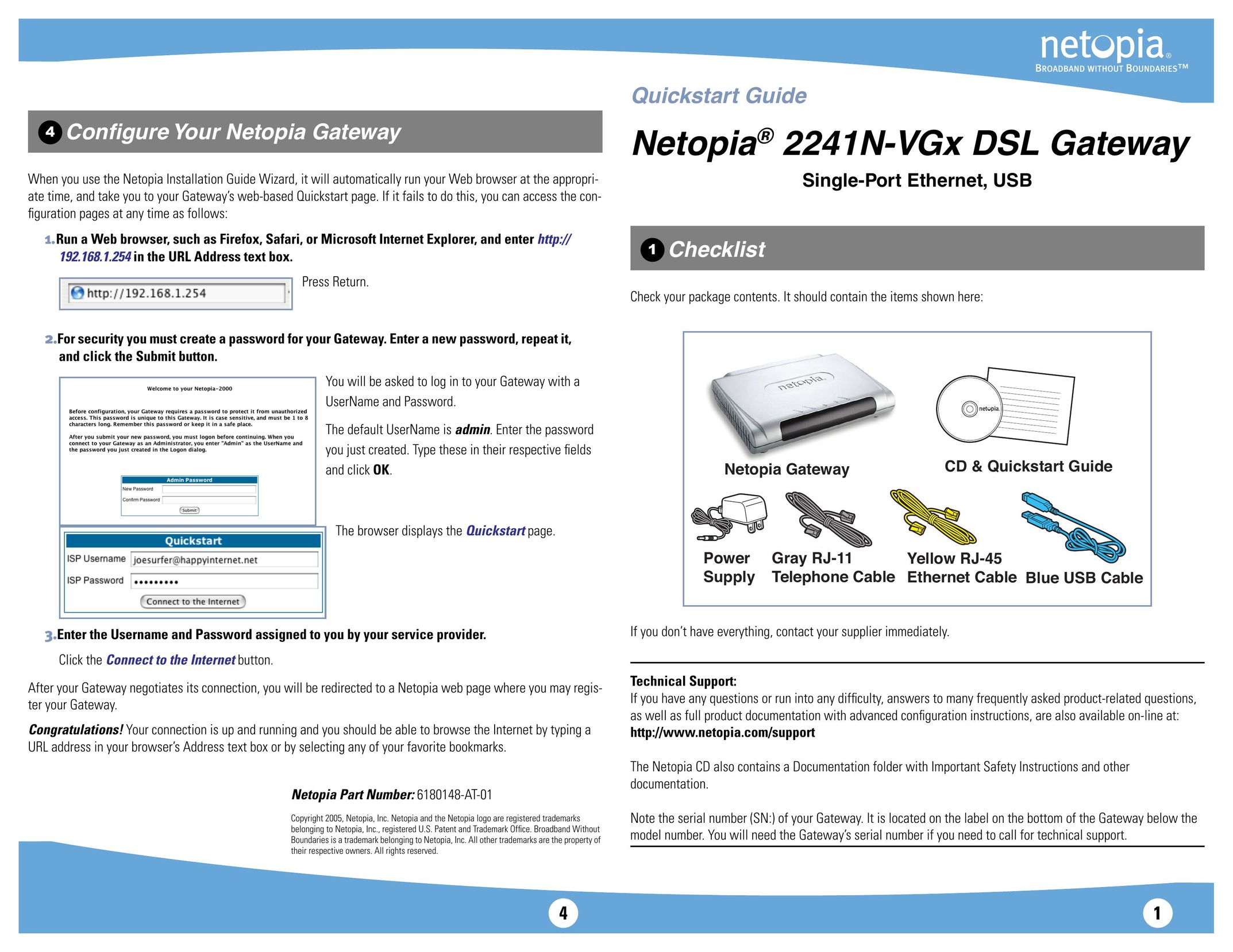 Netopia 2241N-VGX Network Router User Manual