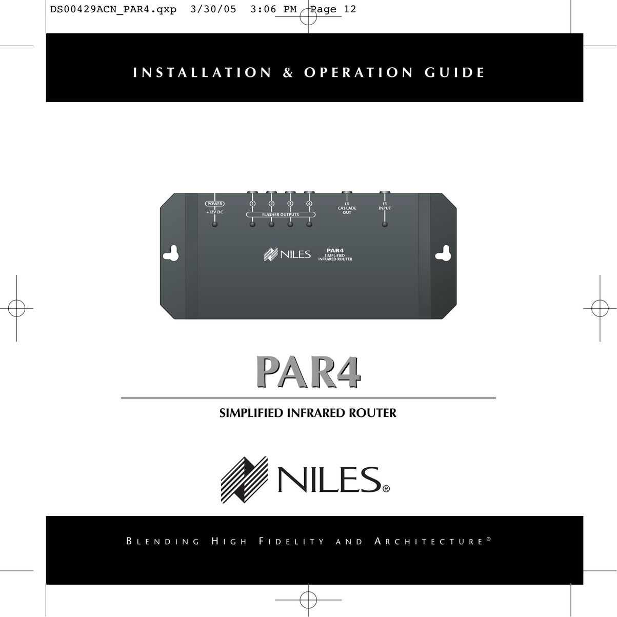 Niles Audio PAR4 Network Router User Manual
