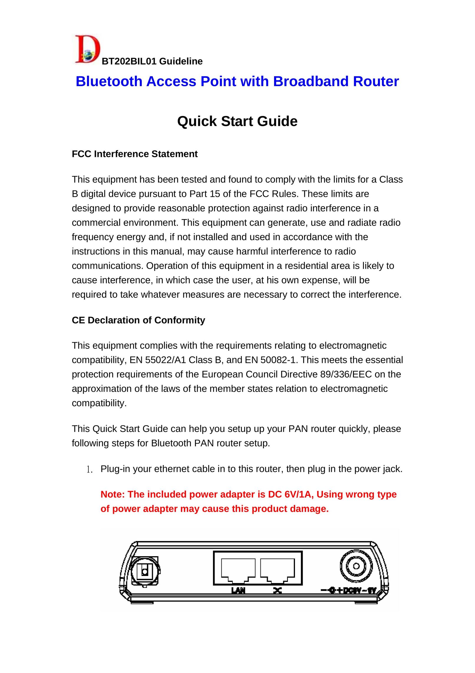 Olicom BT202BIL01 Network Router User Manual