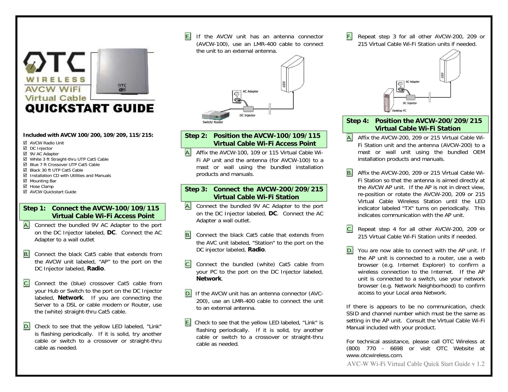 OTC Wireless AVCW 100 Network Router User Manual