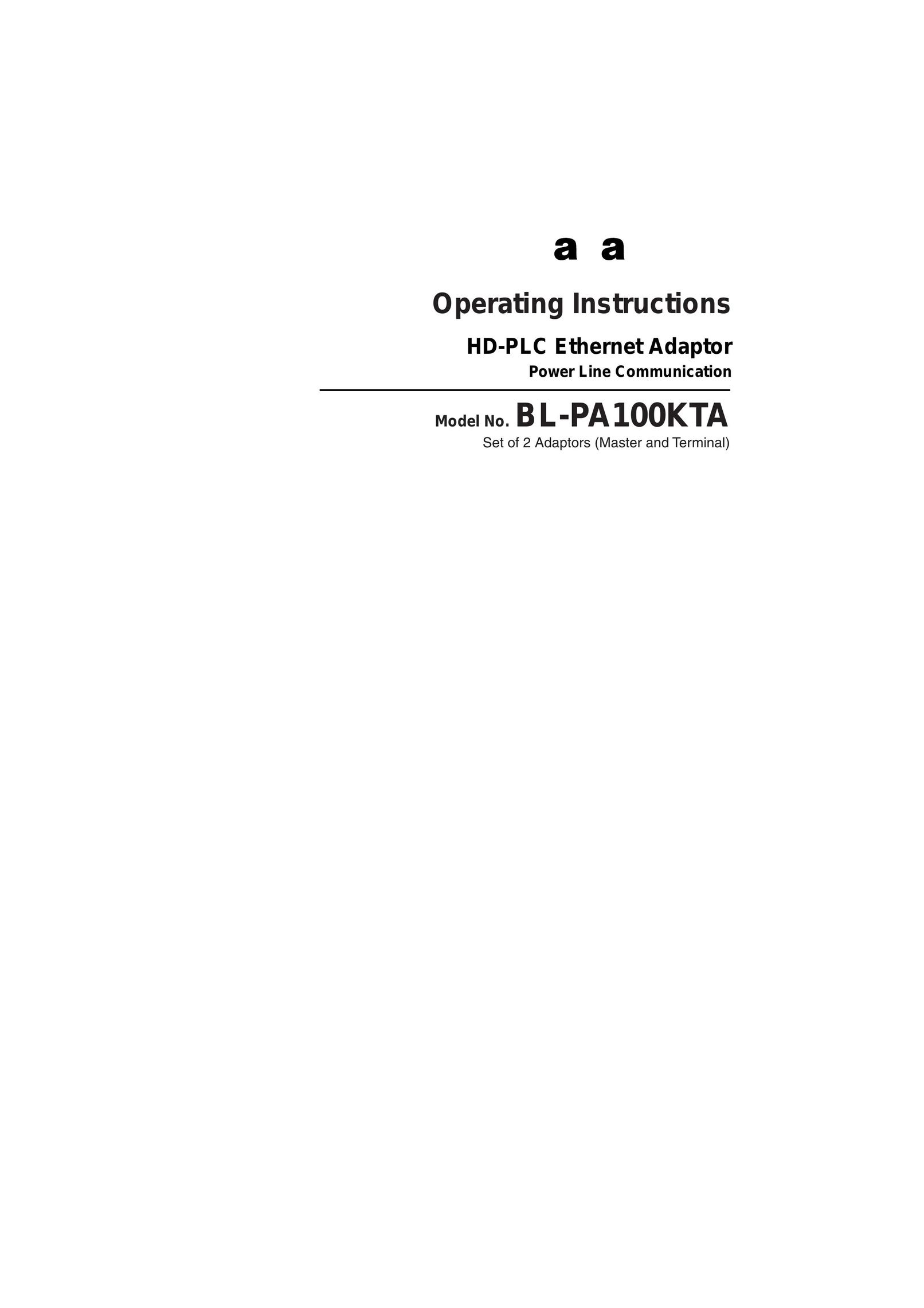 Panasonic BL-PA100KTA Network Router User Manual