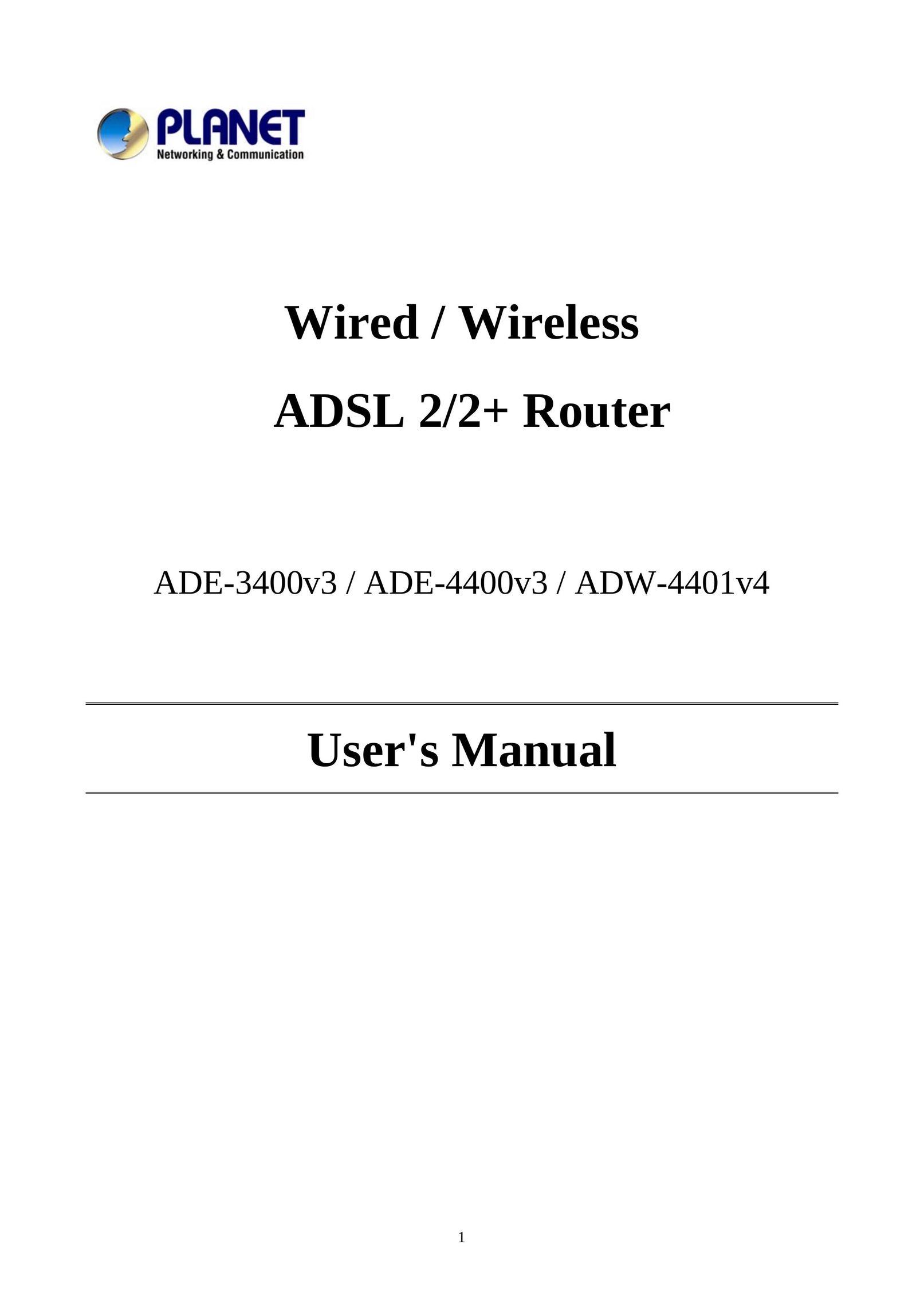 Planet Audio ADW-4401v4 Network Router User Manual