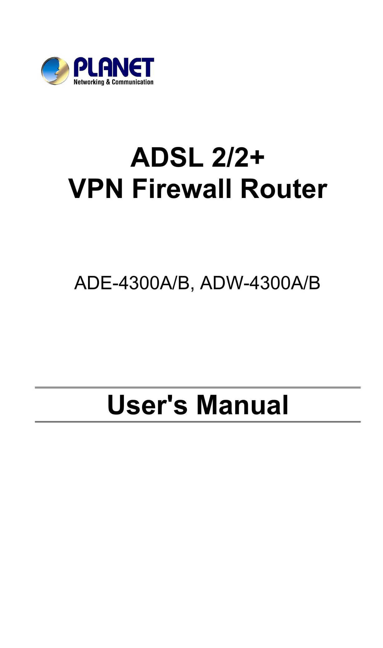 Planet Technology ADW-4300A/B Network Router User Manual