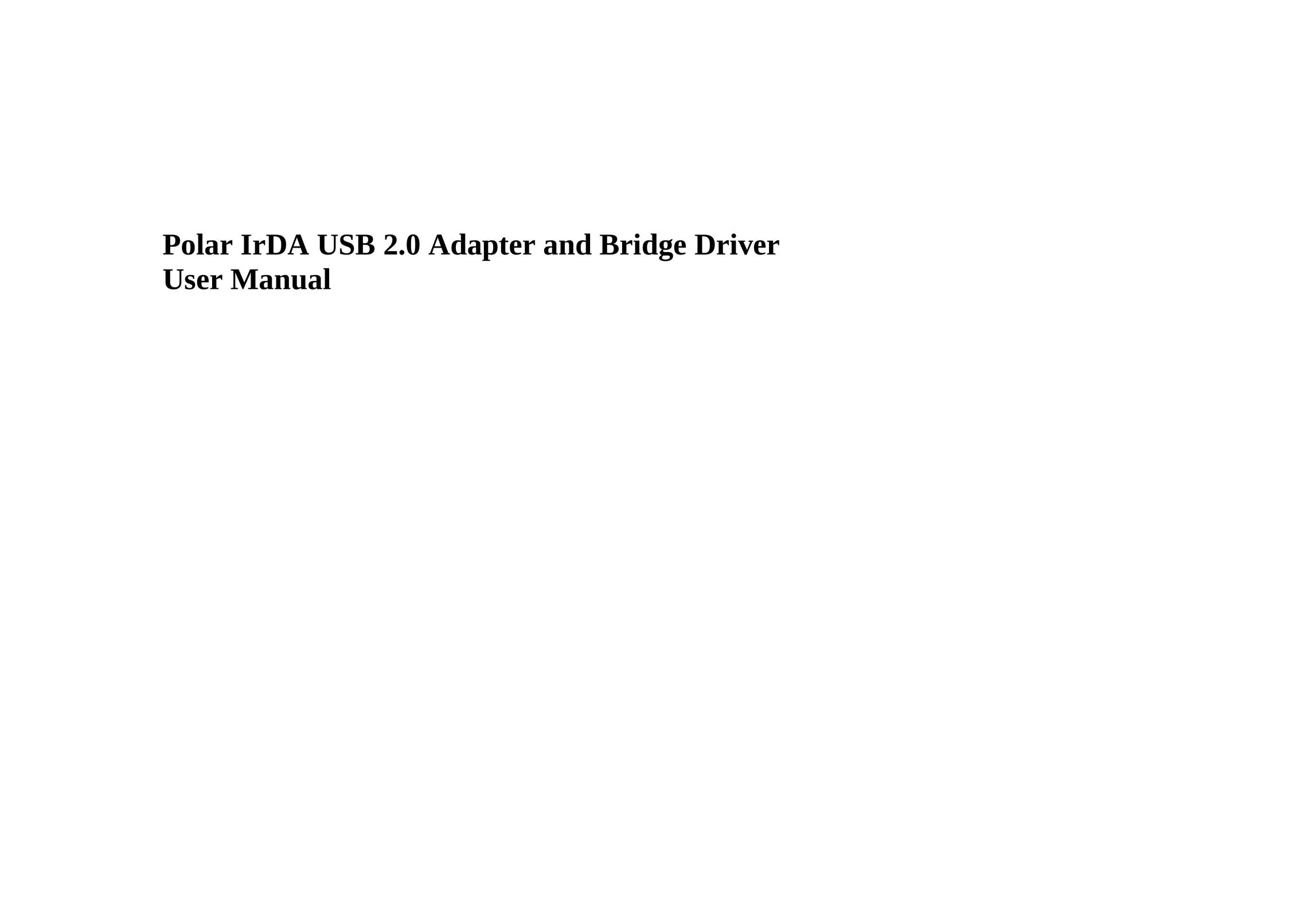 Polar IRDA USB 2.0 Network Router User Manual
