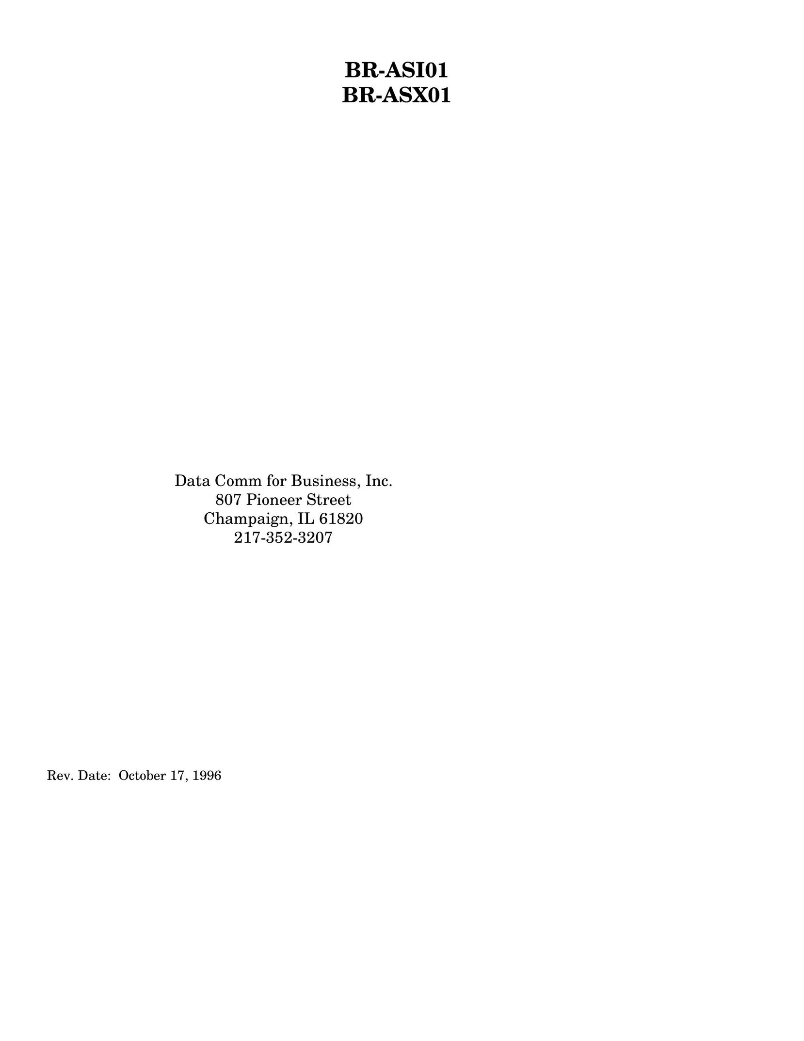 RAD Data comm BR-ASI01 Network Router User Manual