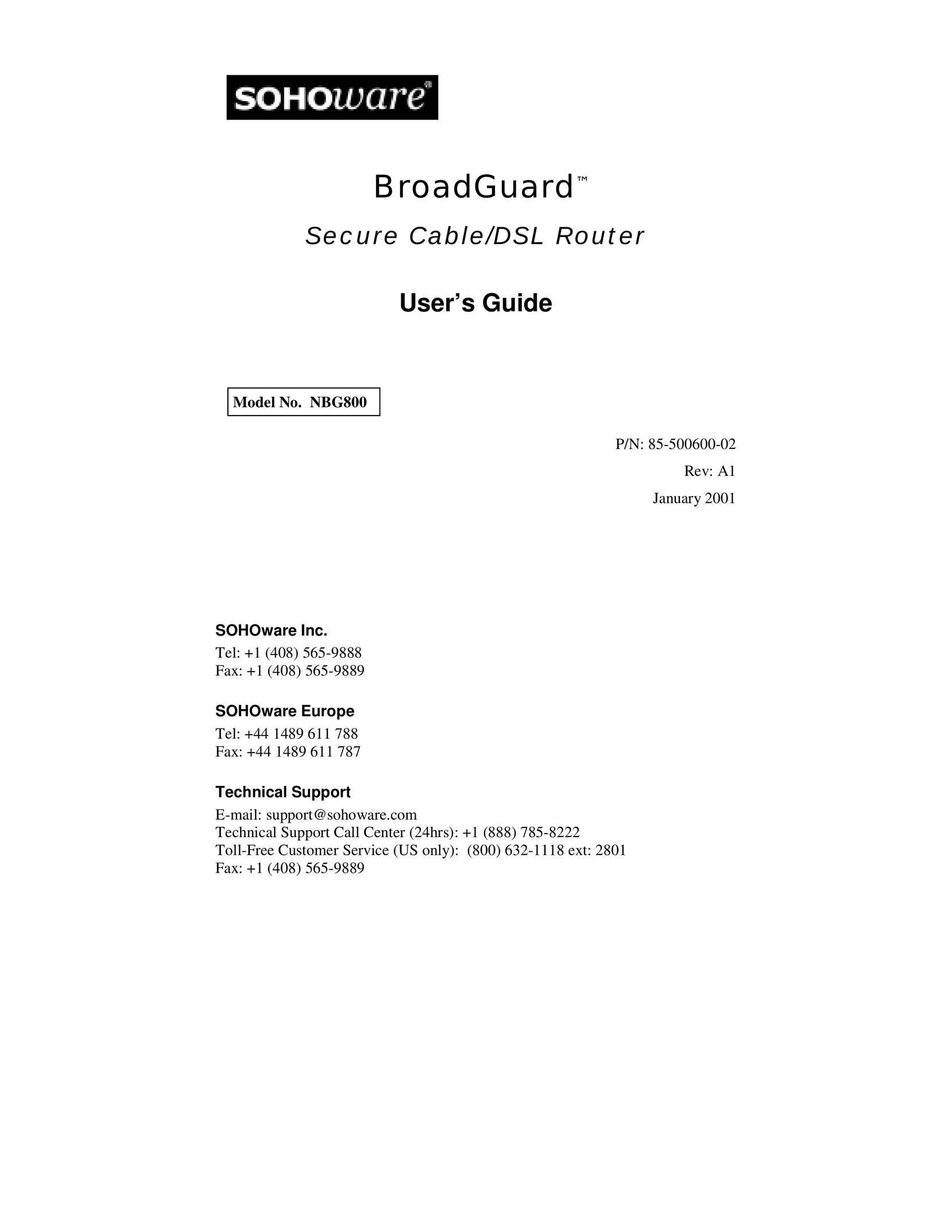 Soho NBG800 Network Router User Manual