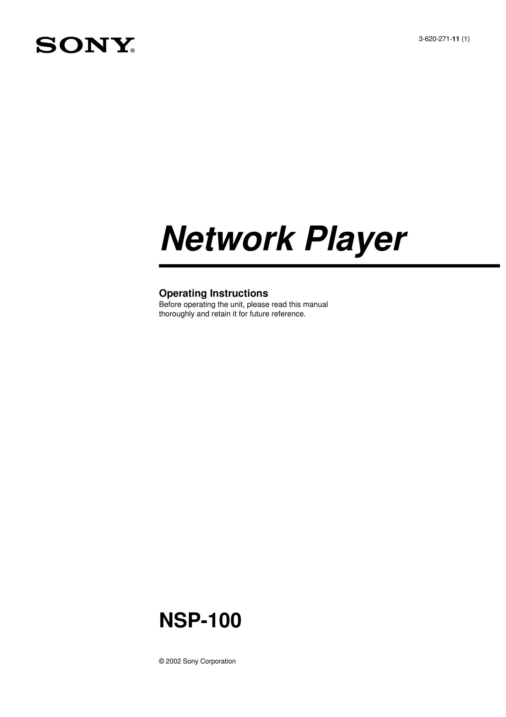 Sony NSP-100 Network Router User Manual