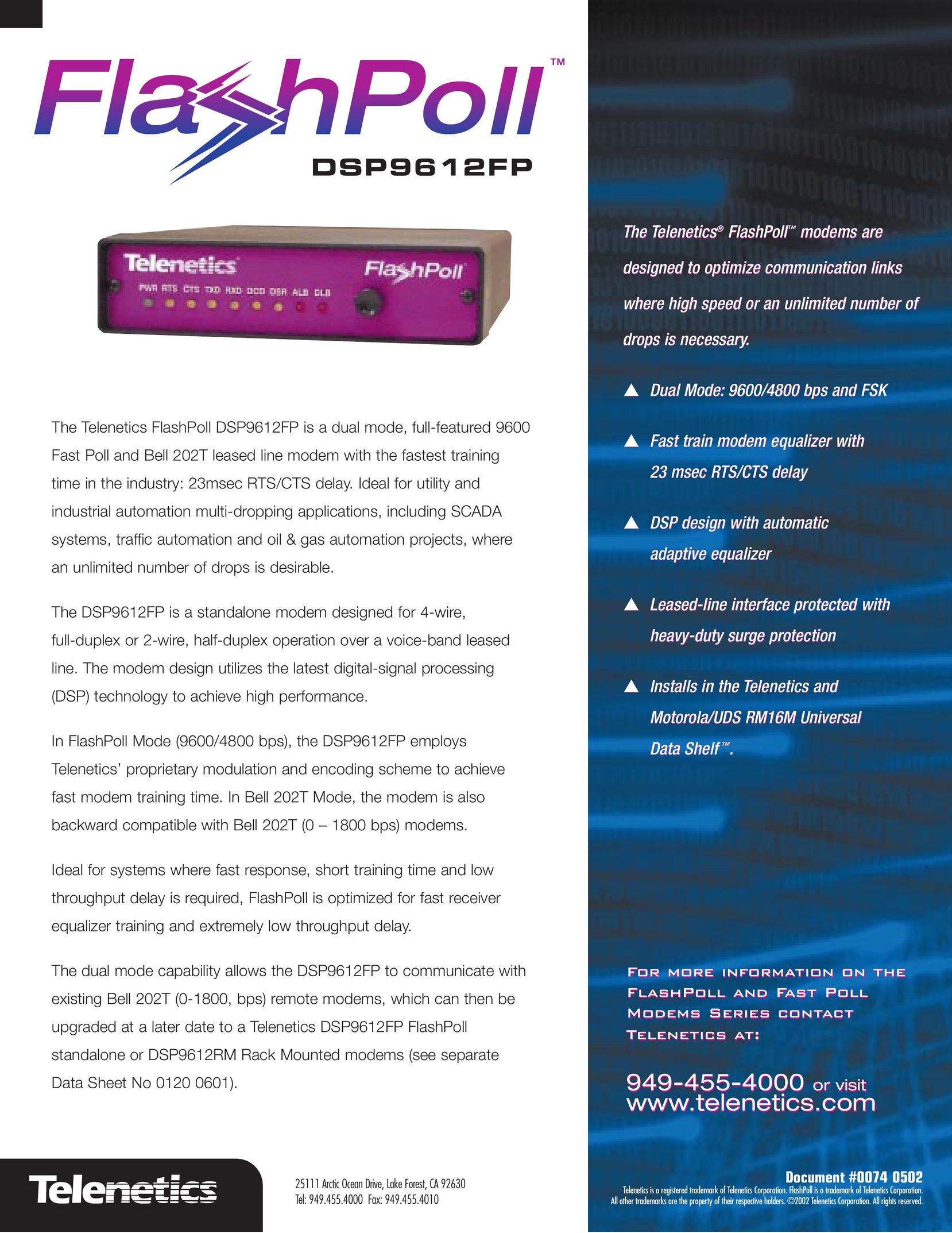 Telenetics DSP9612FP Network Router User Manual