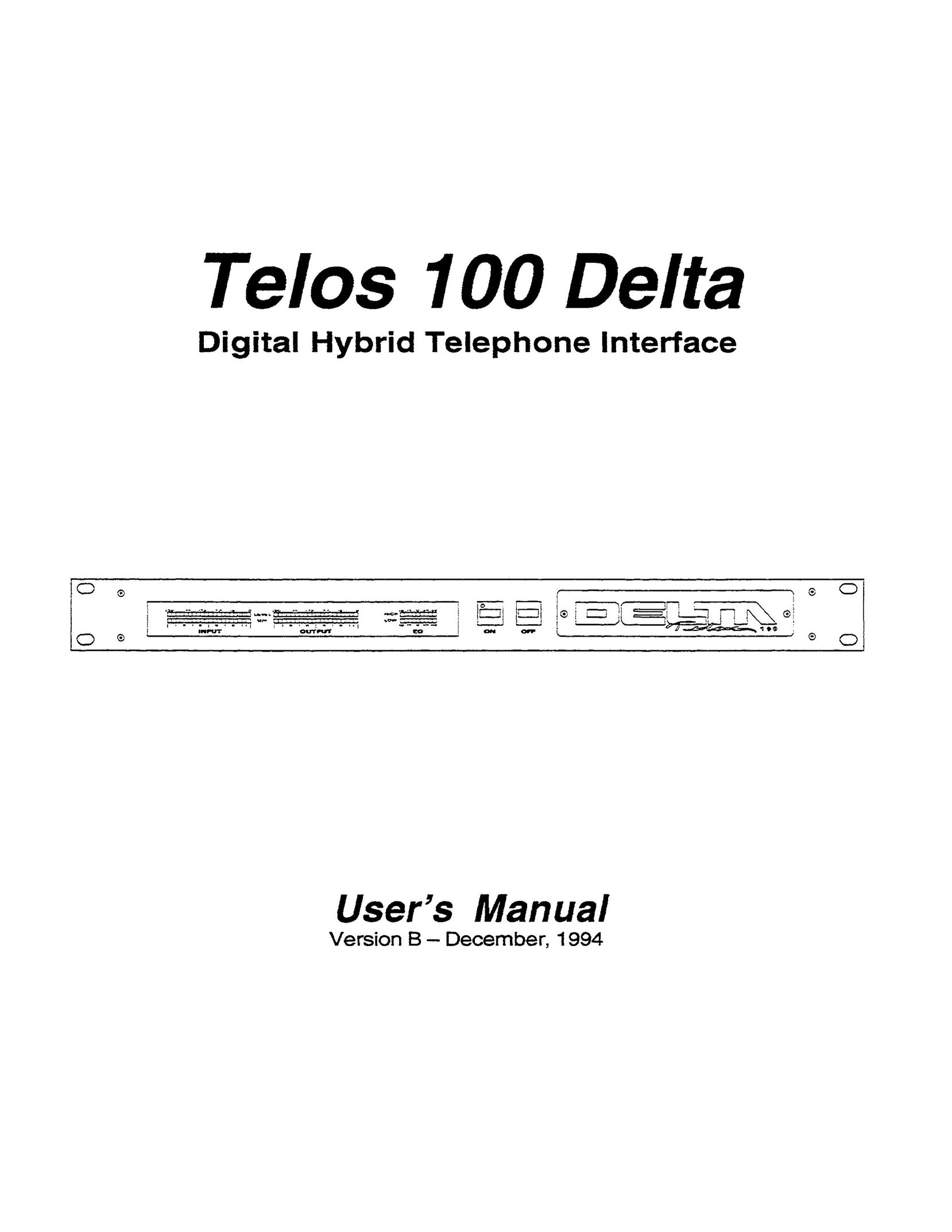 Telos Telos 100 Delta Network Router User Manual