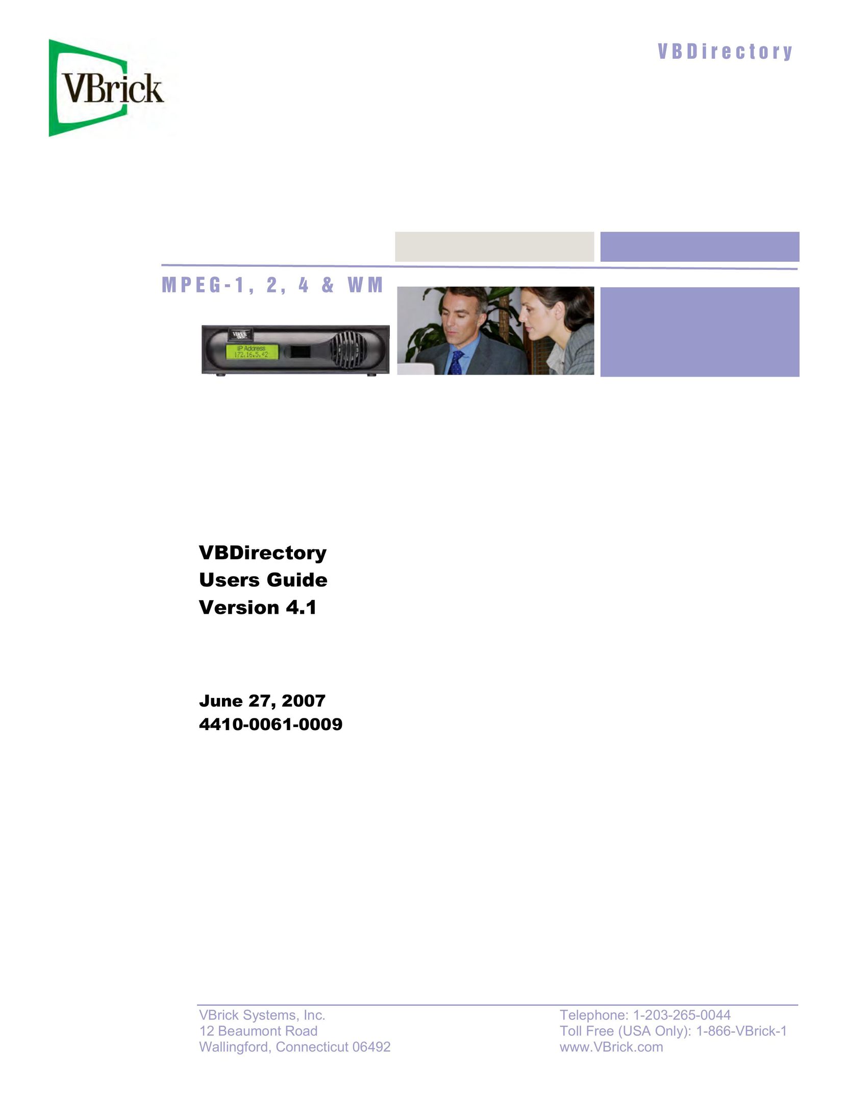 VBrick Systems VB Directory System Network Router User Manual