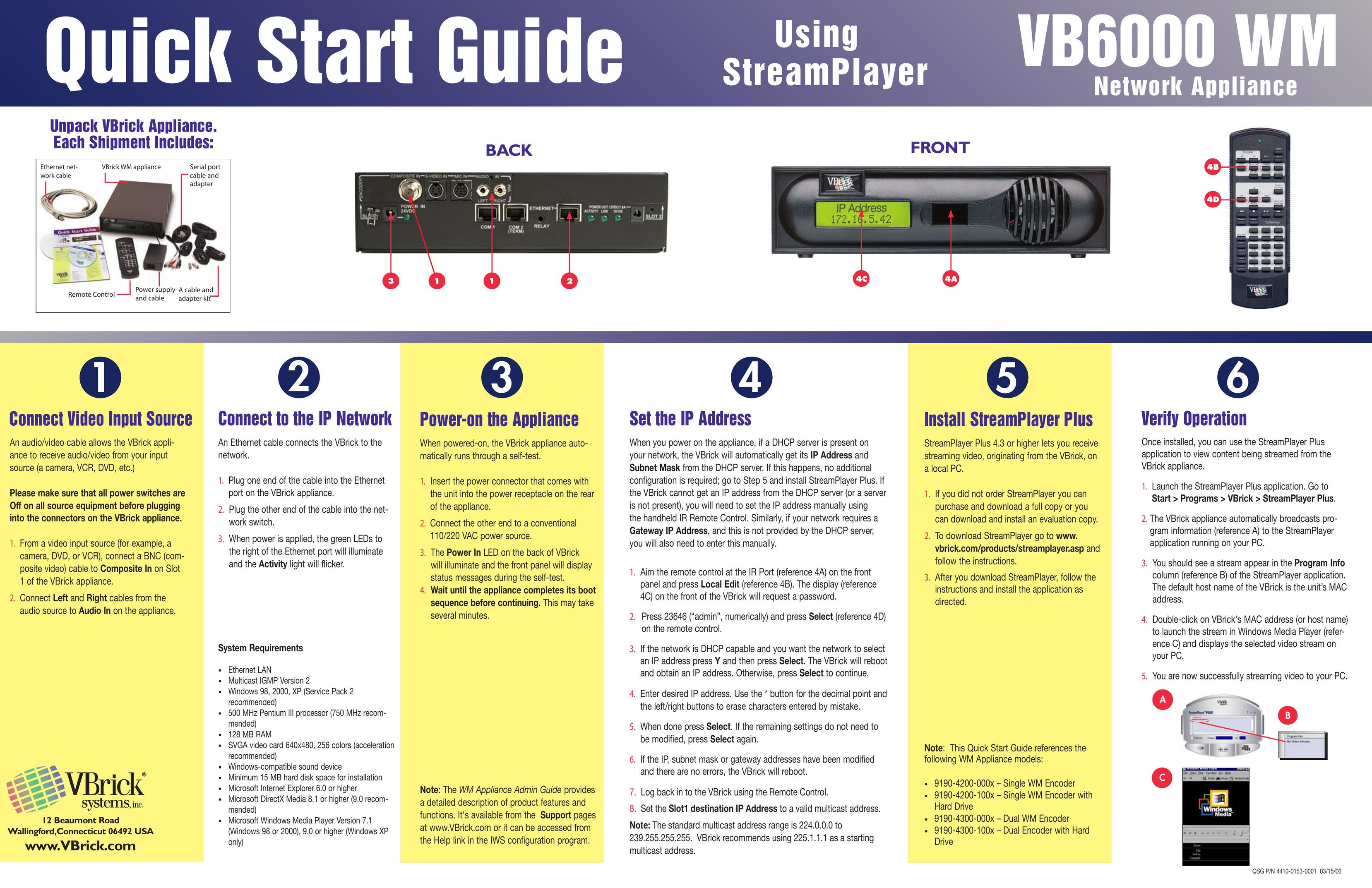 VBrick Systems VB6000 WM Network Router User Manual