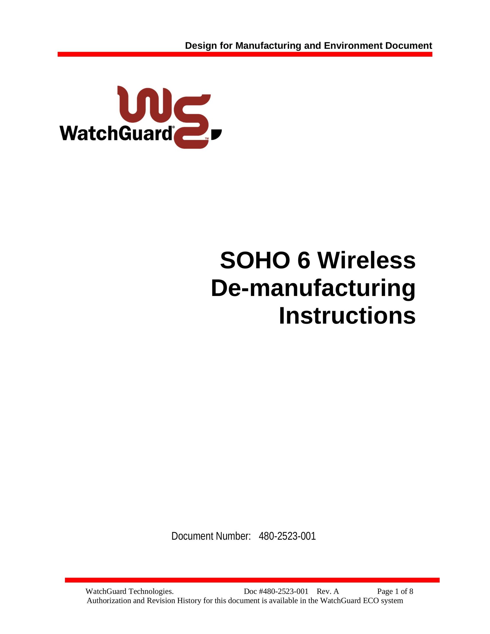 WatchGuard Technologies SOHO 6 Network Router User Manual